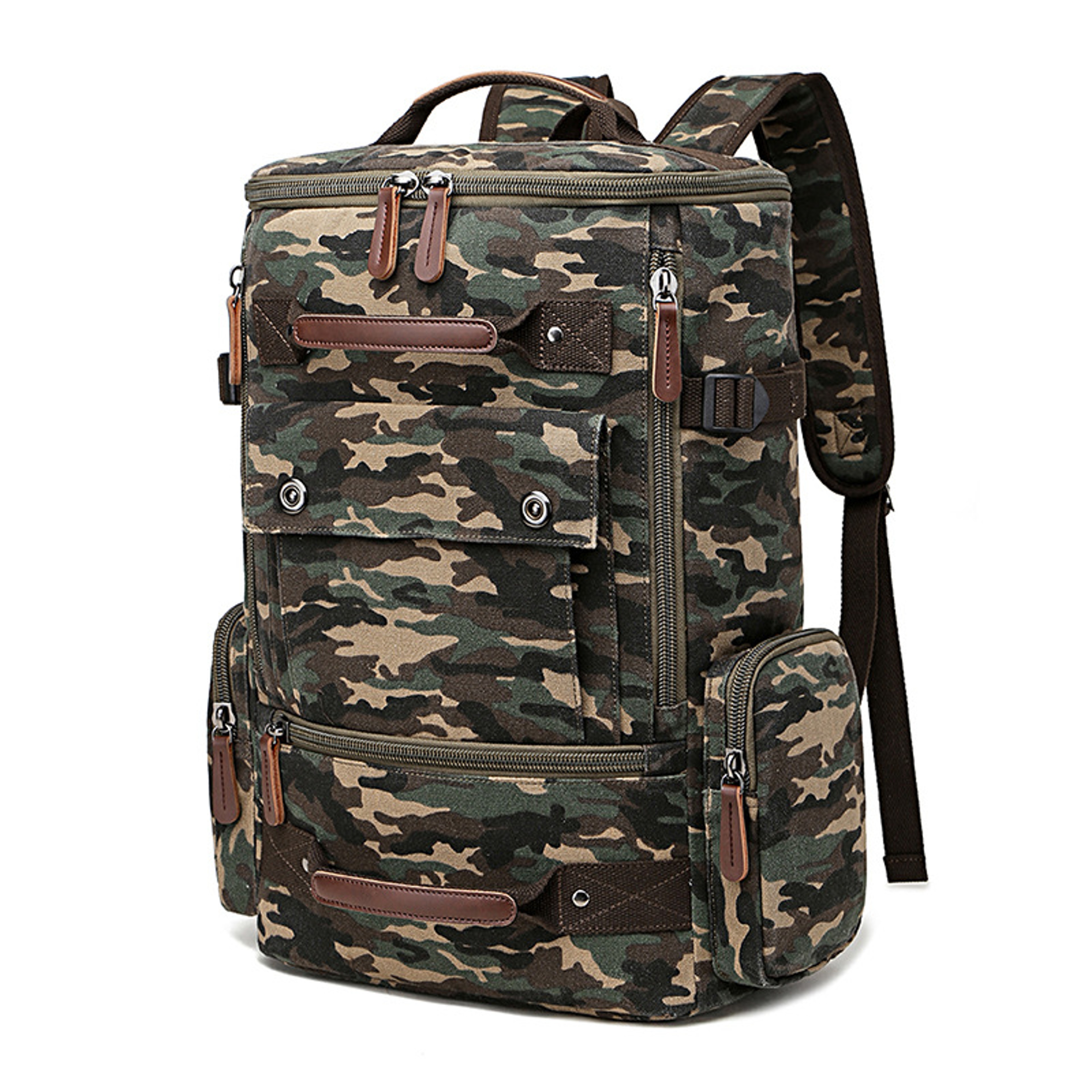 Vintage Canvas Laptop Backpack Large Capacity Travel School Rucksack For Men 7