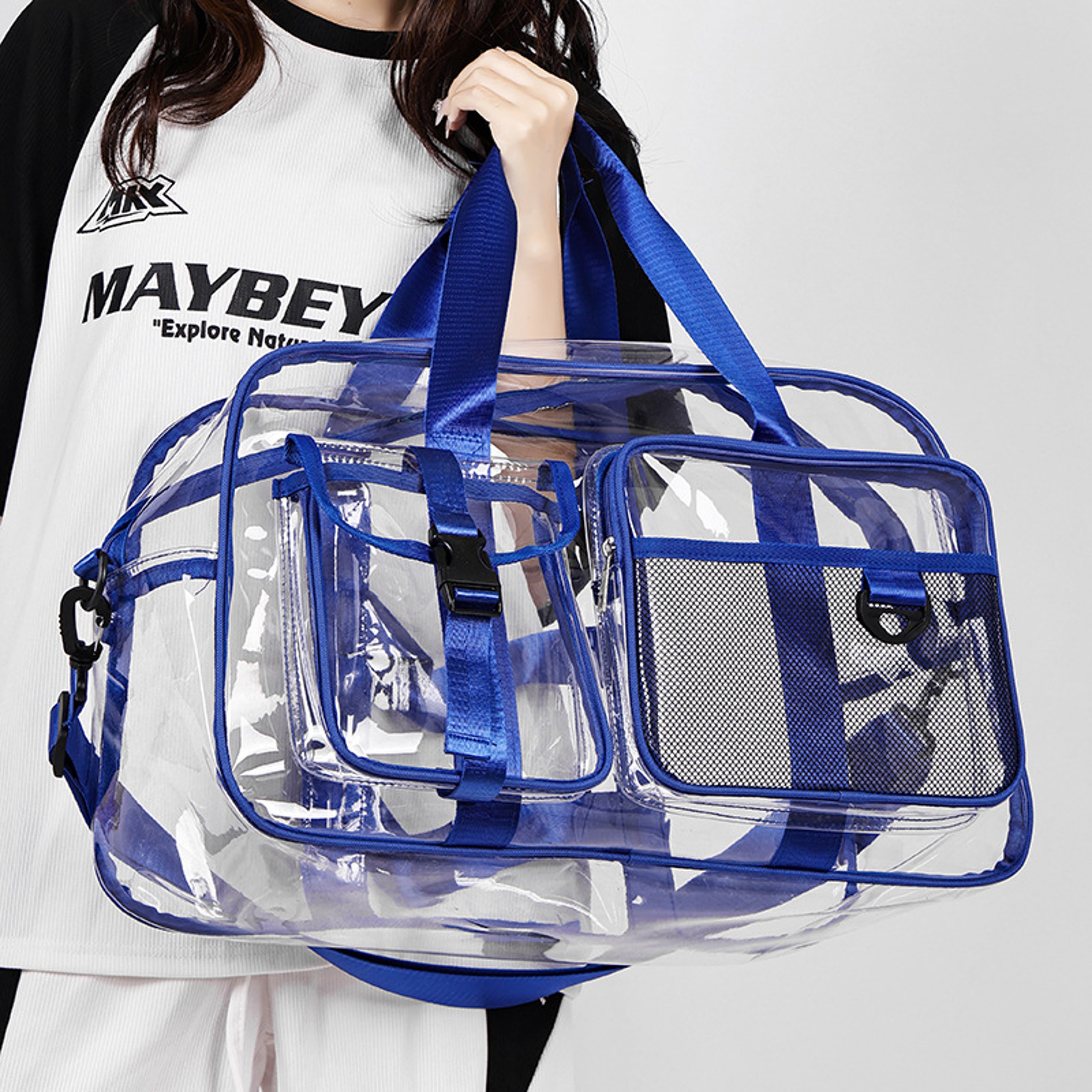 Swim Bag Transparent Beach Tote With Large Capacity Travel Shoulder Design 7
