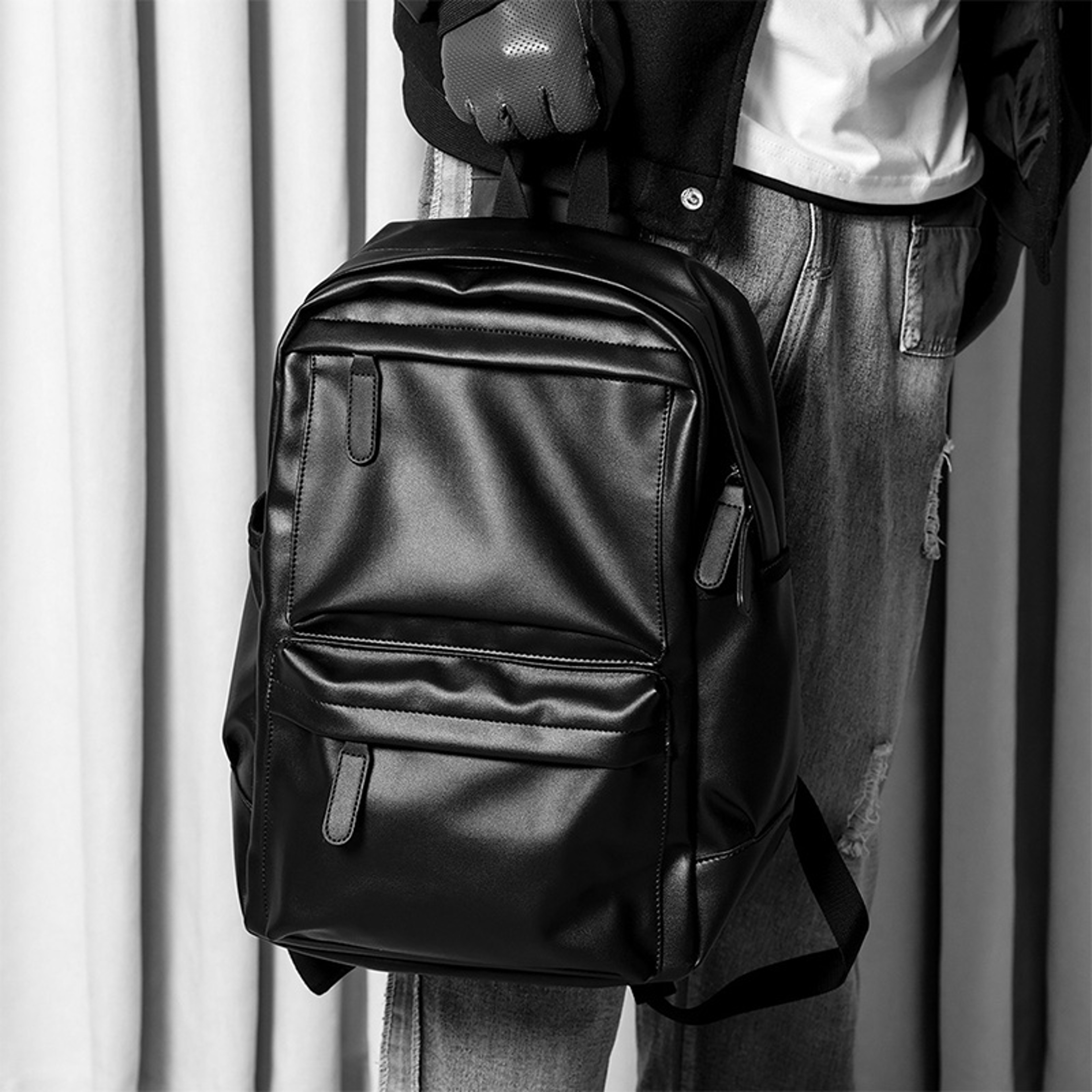 Urban Voyager PU Leather Backpack for Men with Laptop Sleeve back to school backpack – view 6