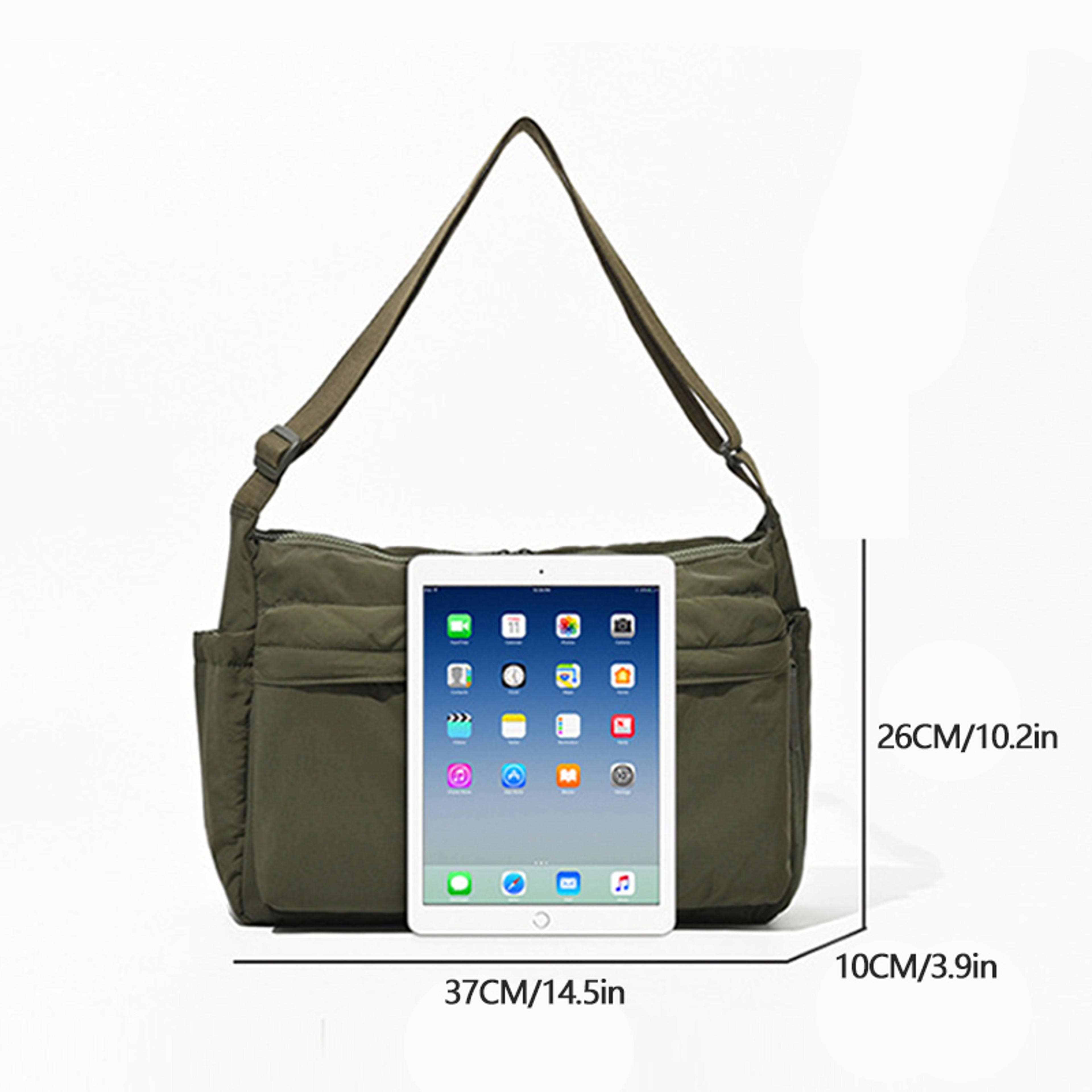 Large Capacity Laptop Shoulder Bag Multi Pocket Commuter Messenger Bag 2