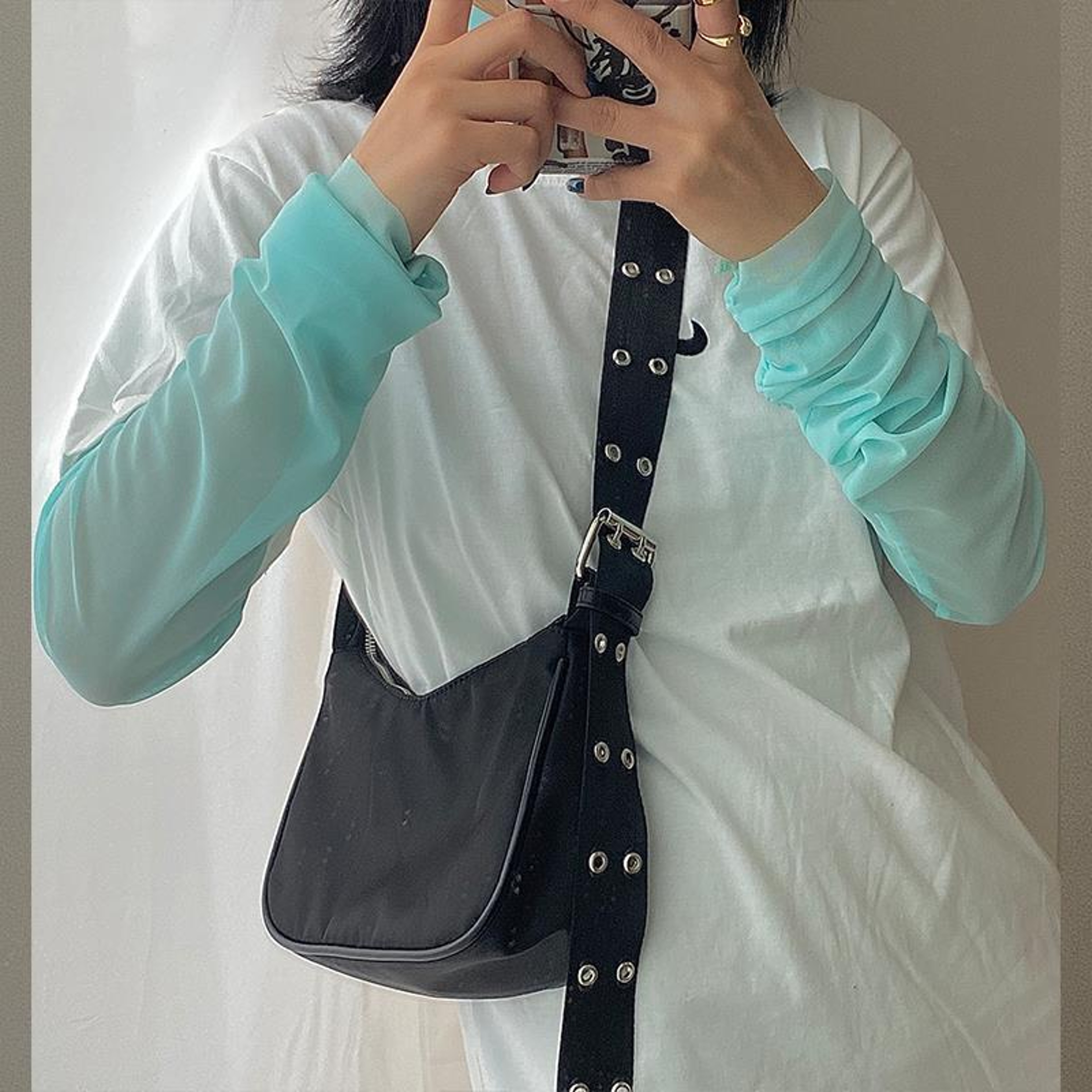Womens Waterproof Nylon Crossbody Bag Lightweight Casual Shoulder Bag Black Underarm Purse 1