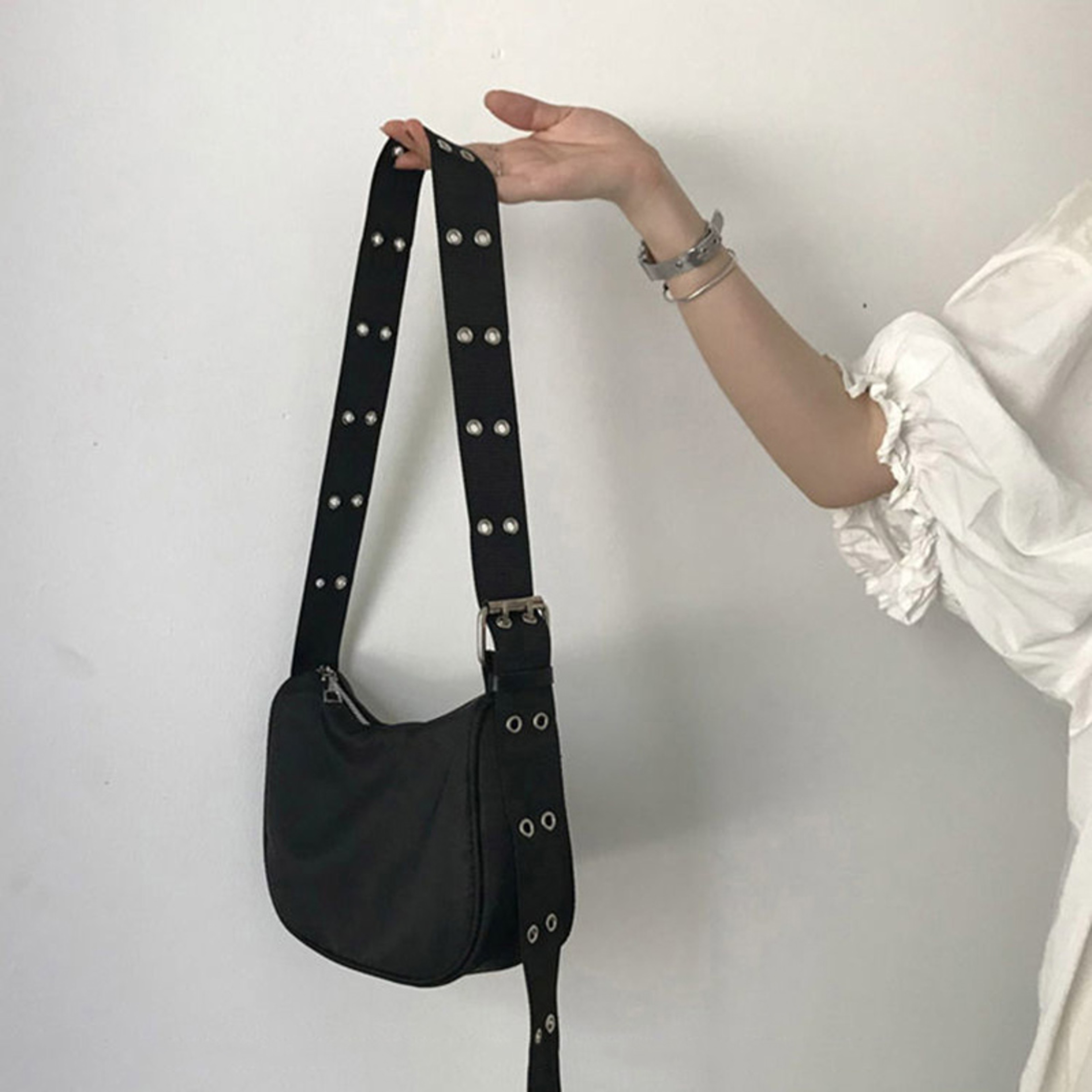 Womens Waterproof Nylon Crossbody Bag Lightweight Casual Shoulder Bag Black Underarm Purse 2