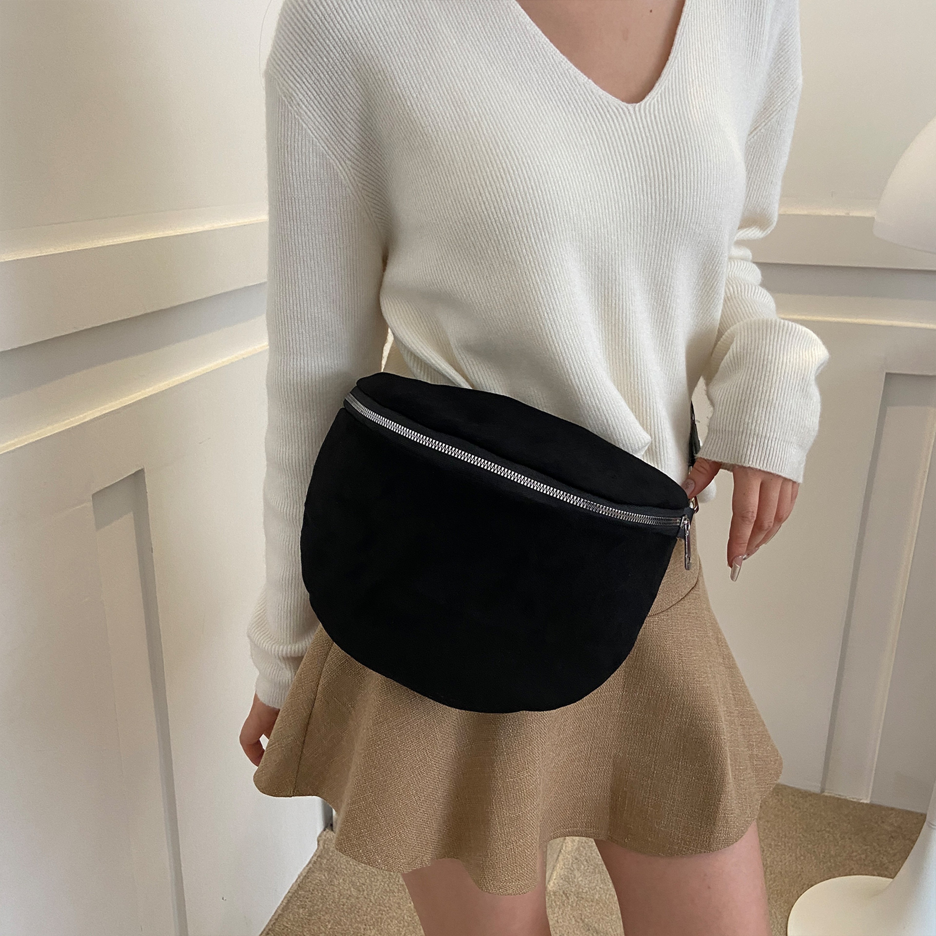 Womens Leather Crossbody Bag PU Leather Shoulder Chest Bag Adjustable Fashion Waist Sling Bag 3