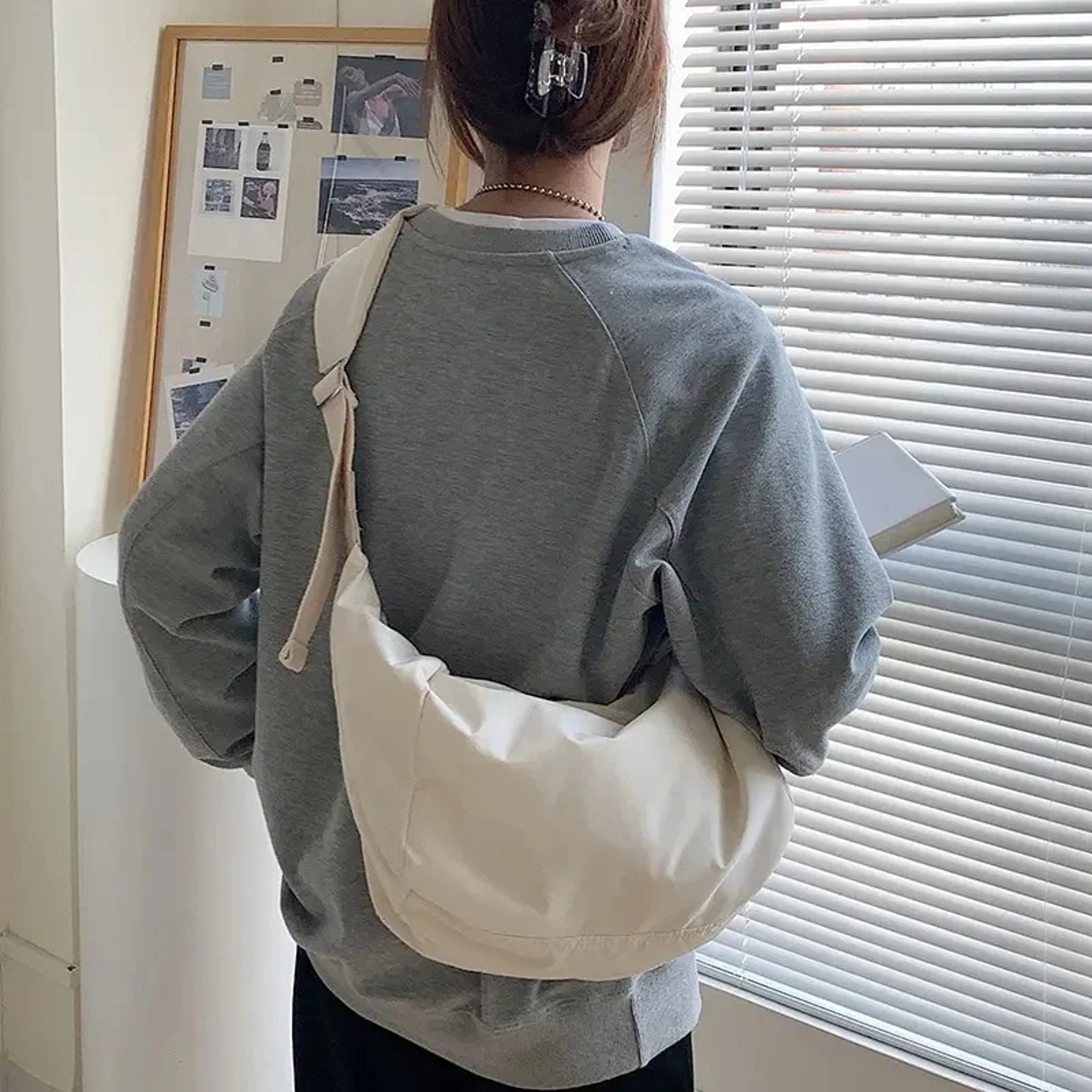 Womens Nylon Shoulder Bag Large Capacity Tote Korean Style Crossbody Handbag 0