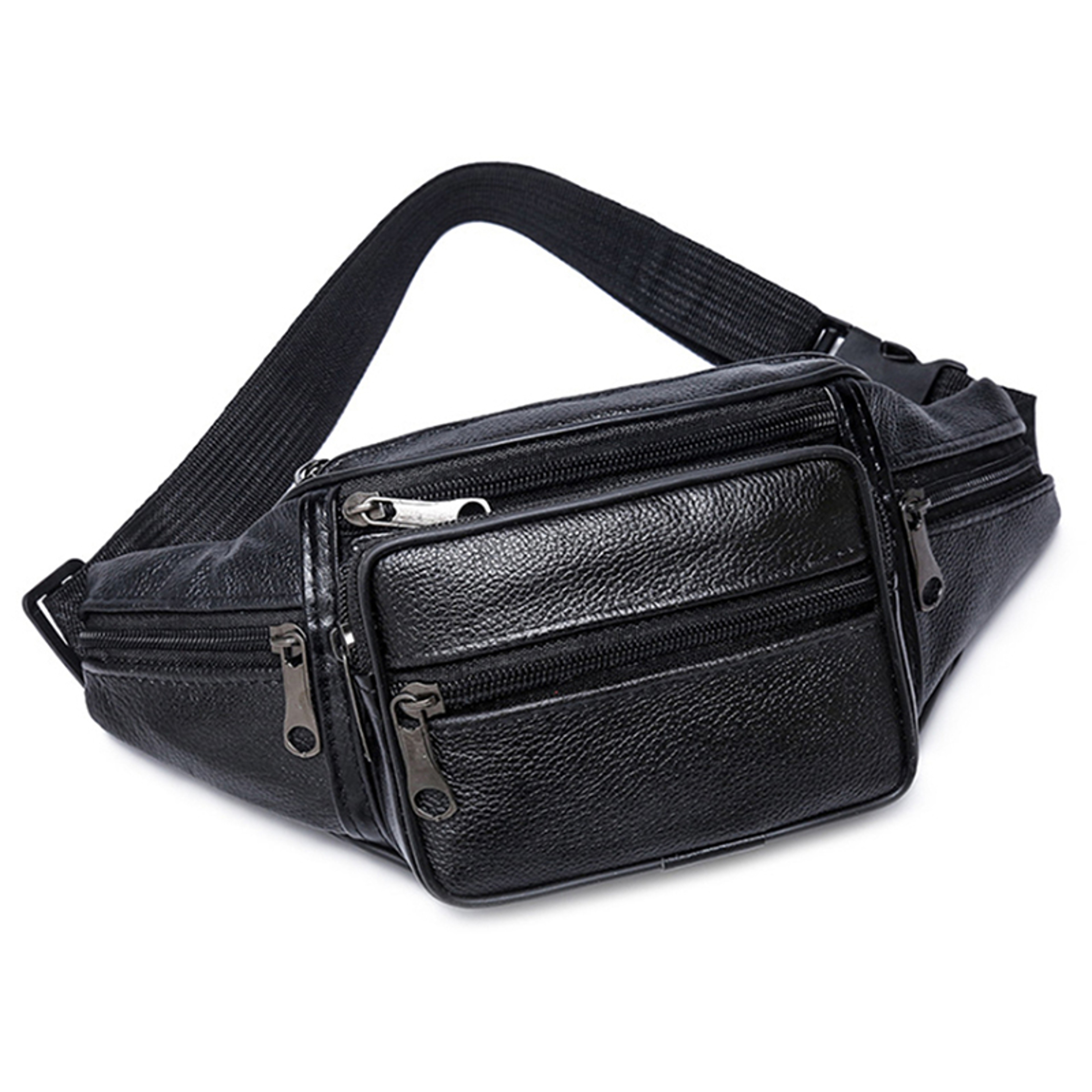 Leather Waist Bag For Men PU Leather Belt Bag Crossbody Mens Fanny Pack With Adjustable Strap 0