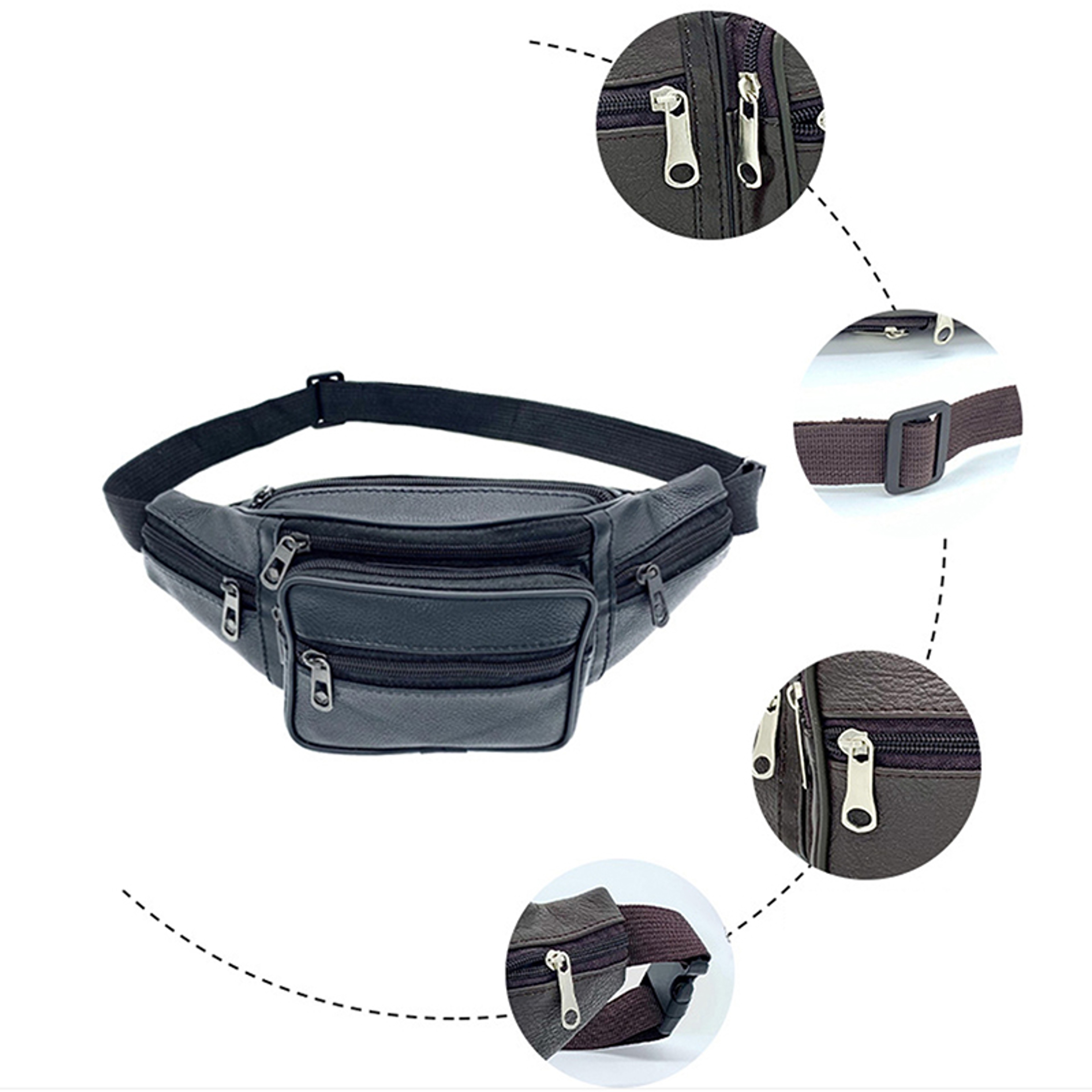 Leather Waist Bag For Men PU Leather Belt Bag Crossbody Mens Fanny Pack With Adjustable Strap 5