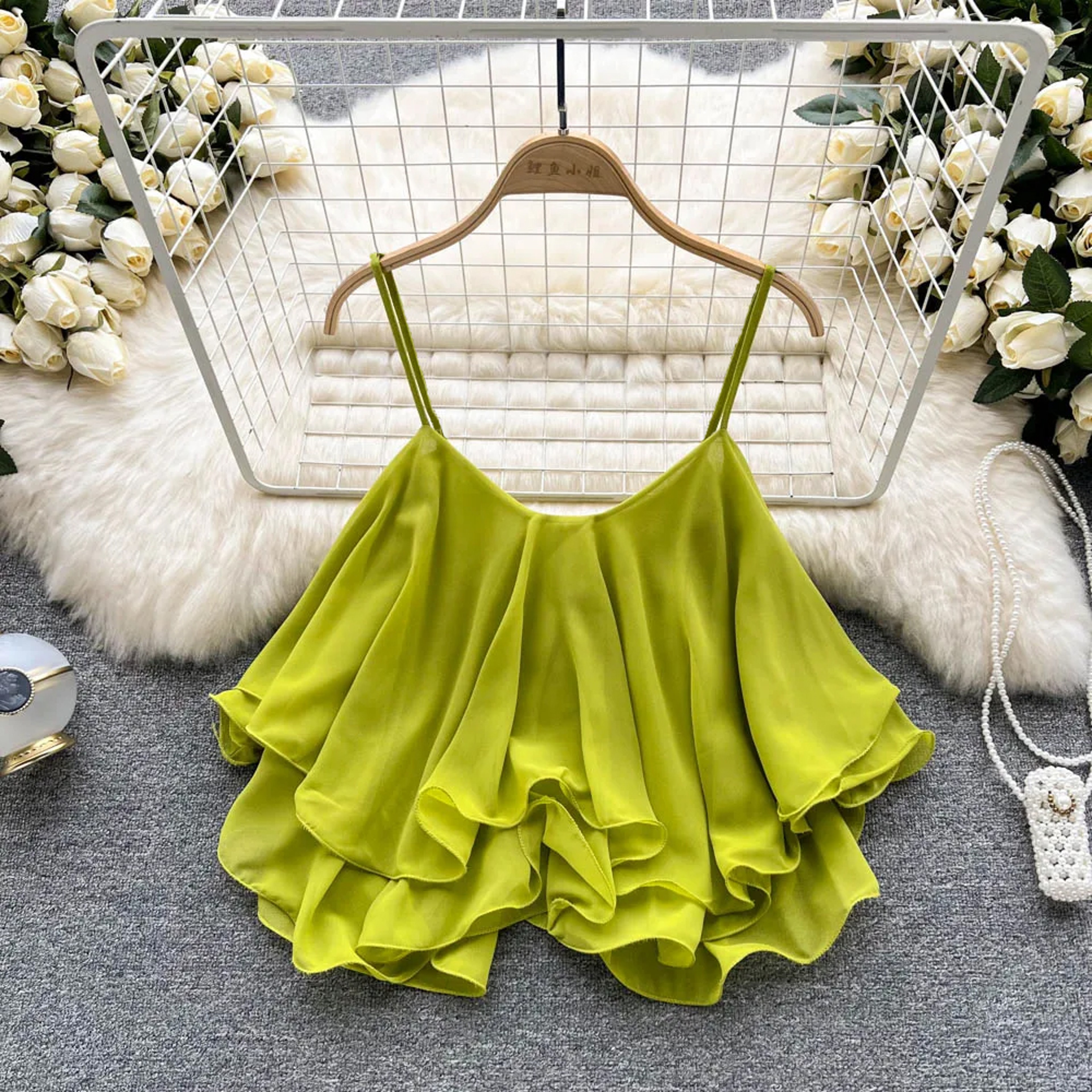 Ruffle Corset Crop Top Sleeveless Spaghetti Strap Cami 3