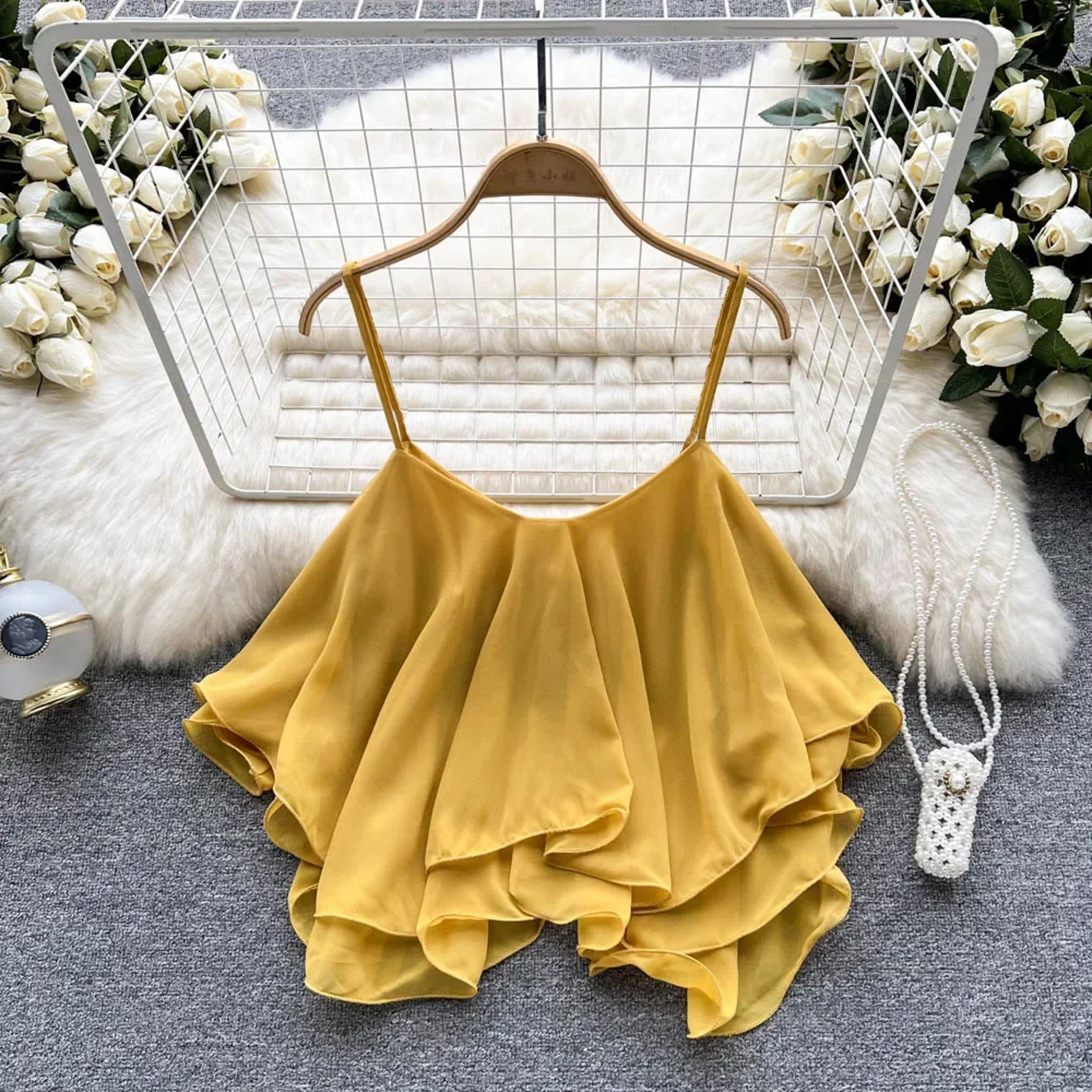 Ruffle Corset Crop Top Sleeveless Spaghetti Strap Cami 5