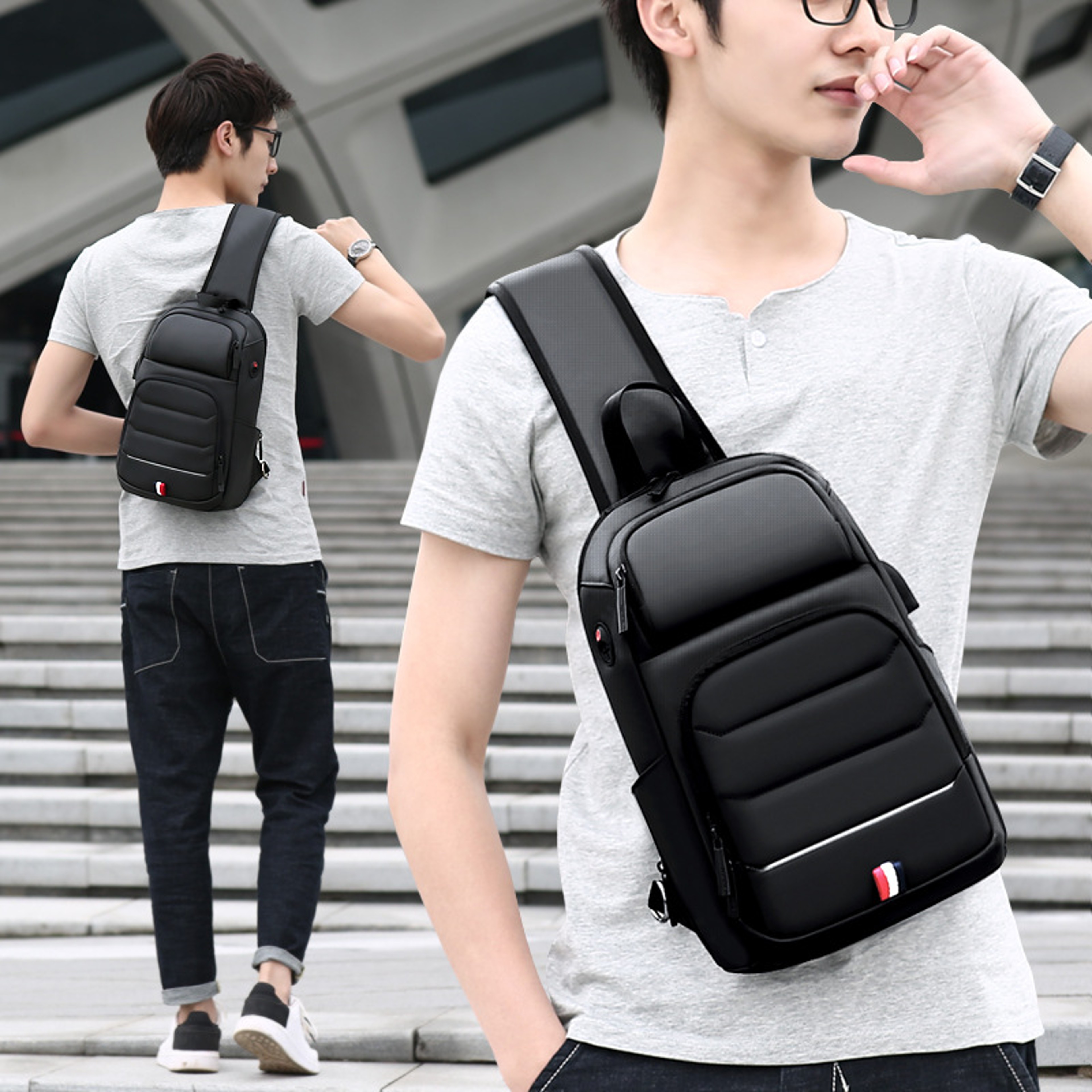 Oxford USB Charging Crossbody Sling Bag 0