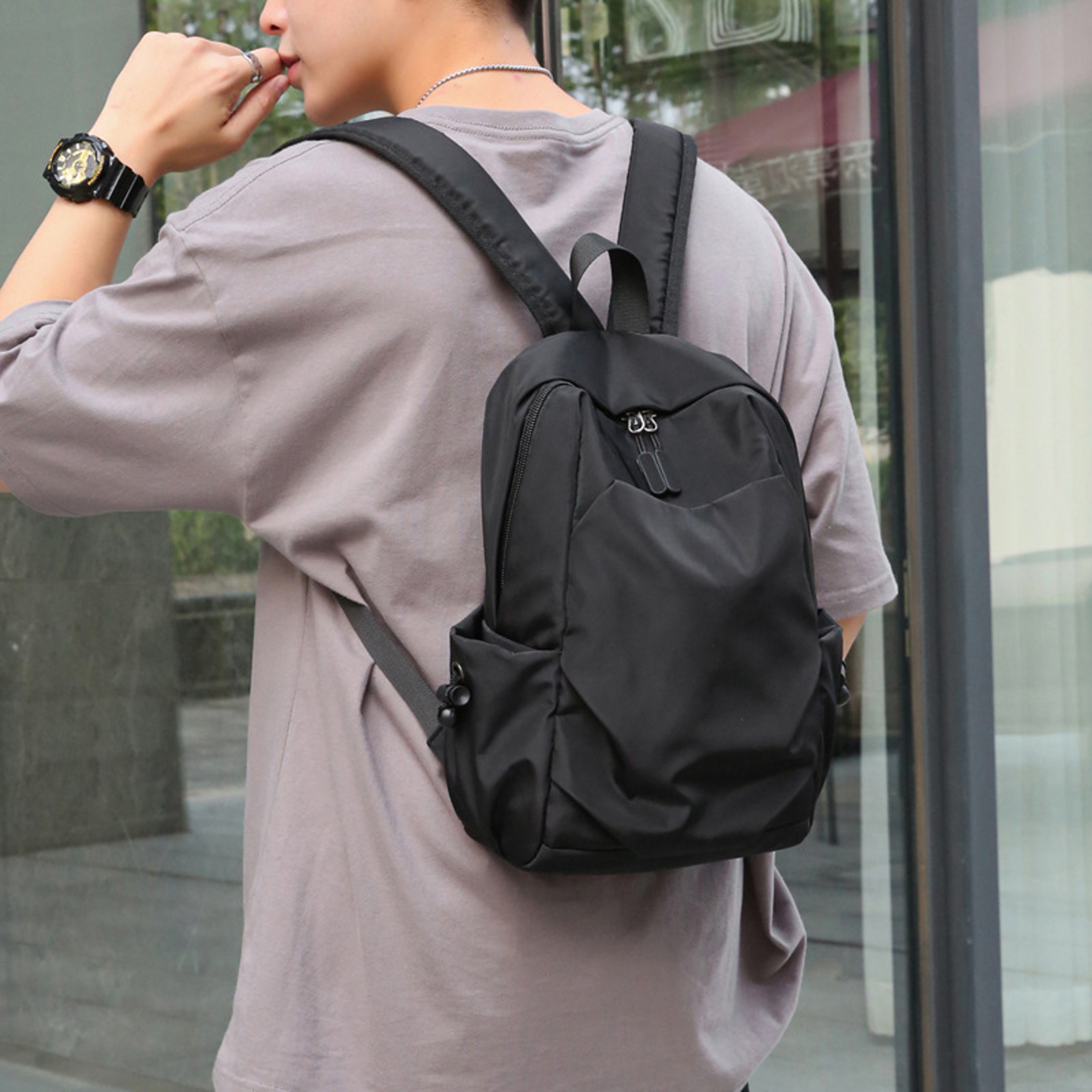 Mini Canvas Backpack For Men Compact Waterproof Travel Bag 0