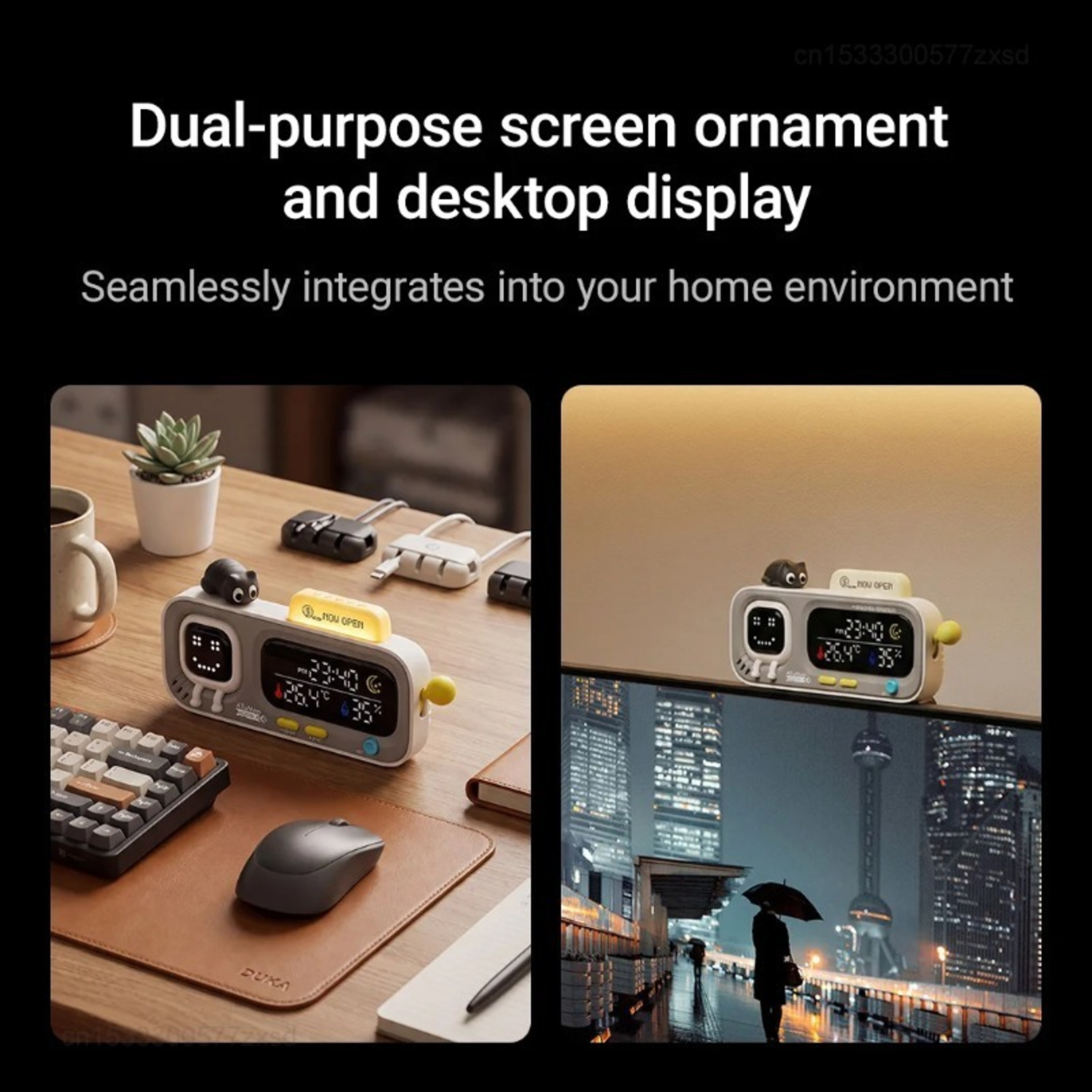 Smart Desktop Temperature Humidity Clock Large Screen Digital Indoor Thermometer 3
