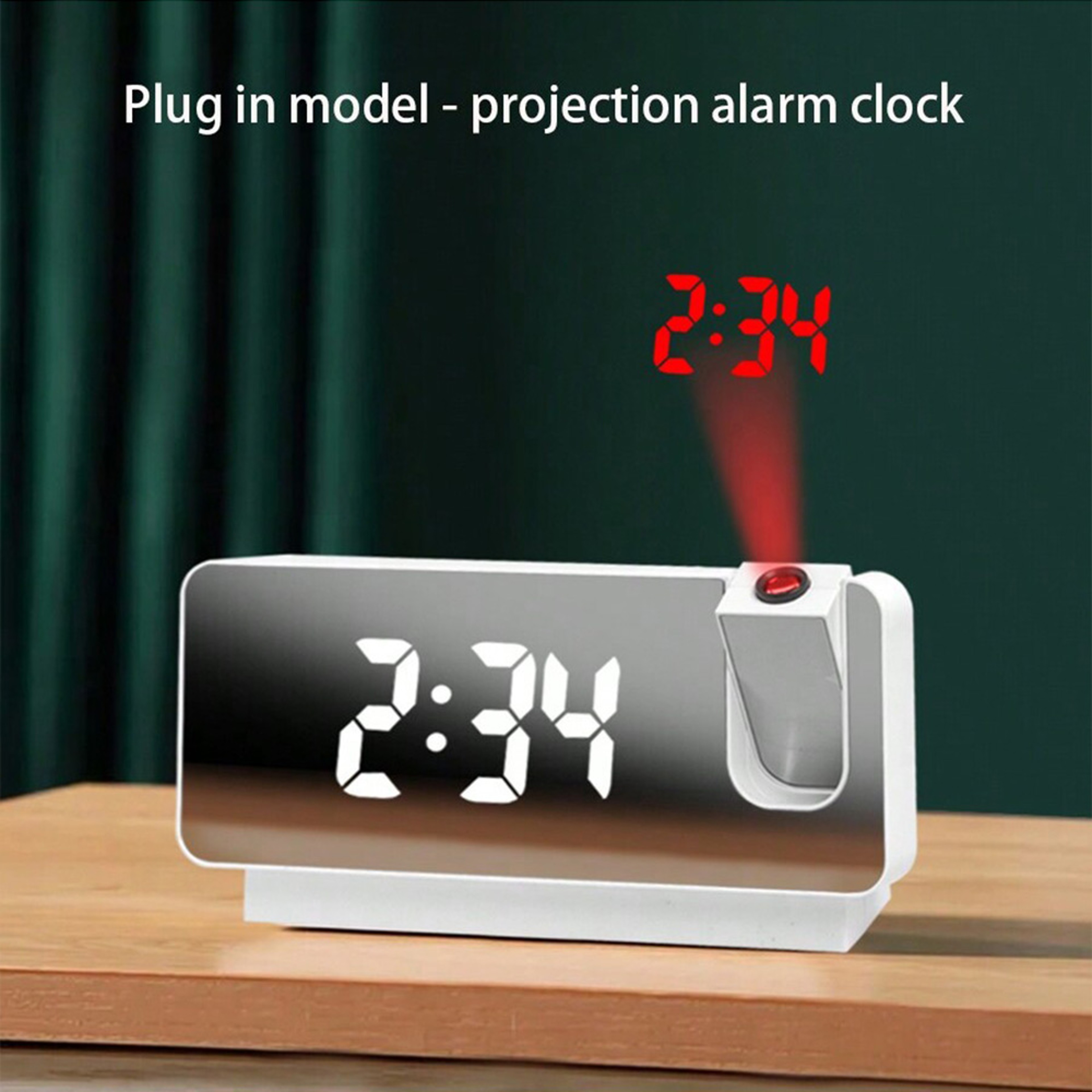 Projection Alarm Clock With LED Display Silent Digital Bedside Clock For Bedroom Office Students 4