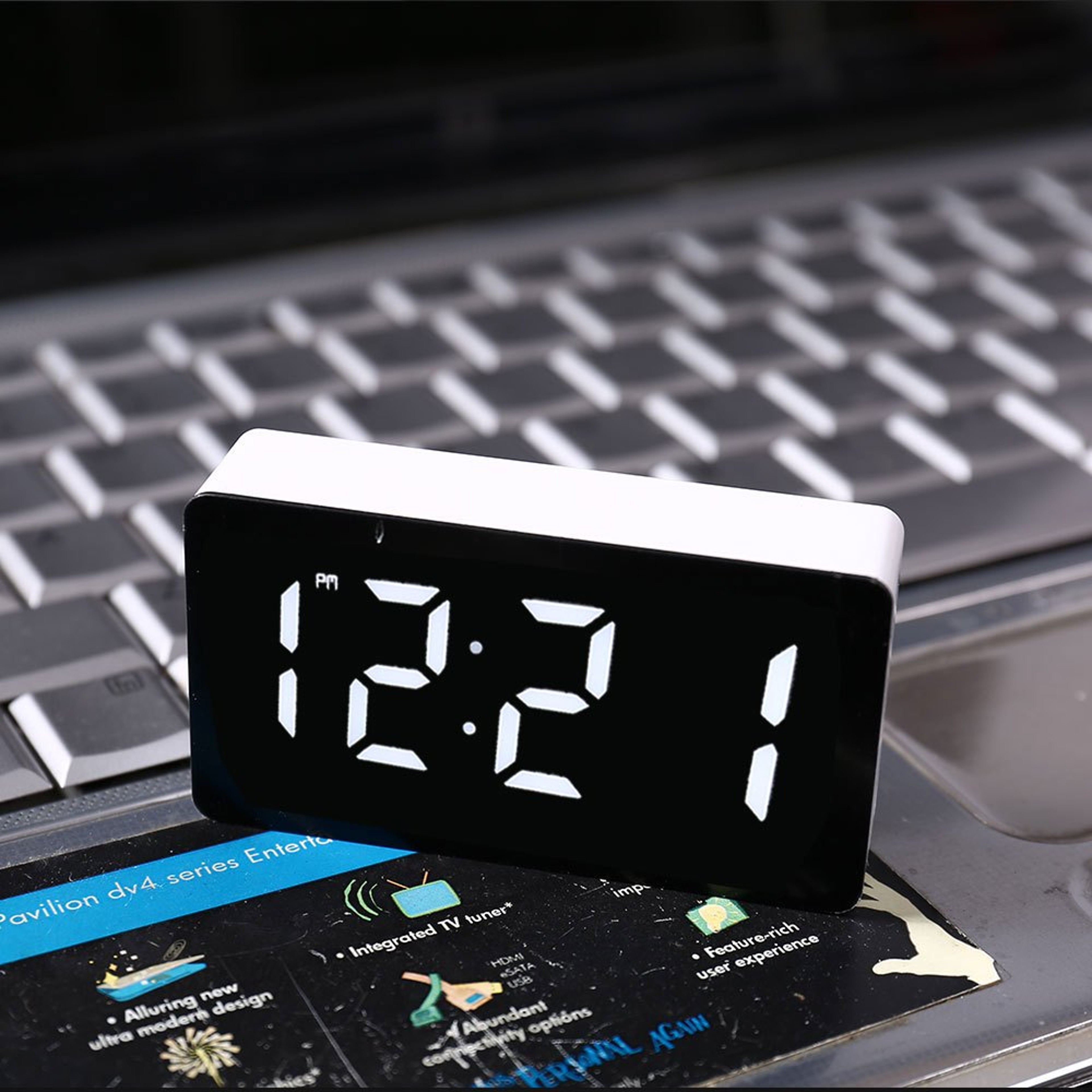 Mini LED Digital Alarm Clock Mirror Display Mini Desk Clock For Bedroom Office Travel 6