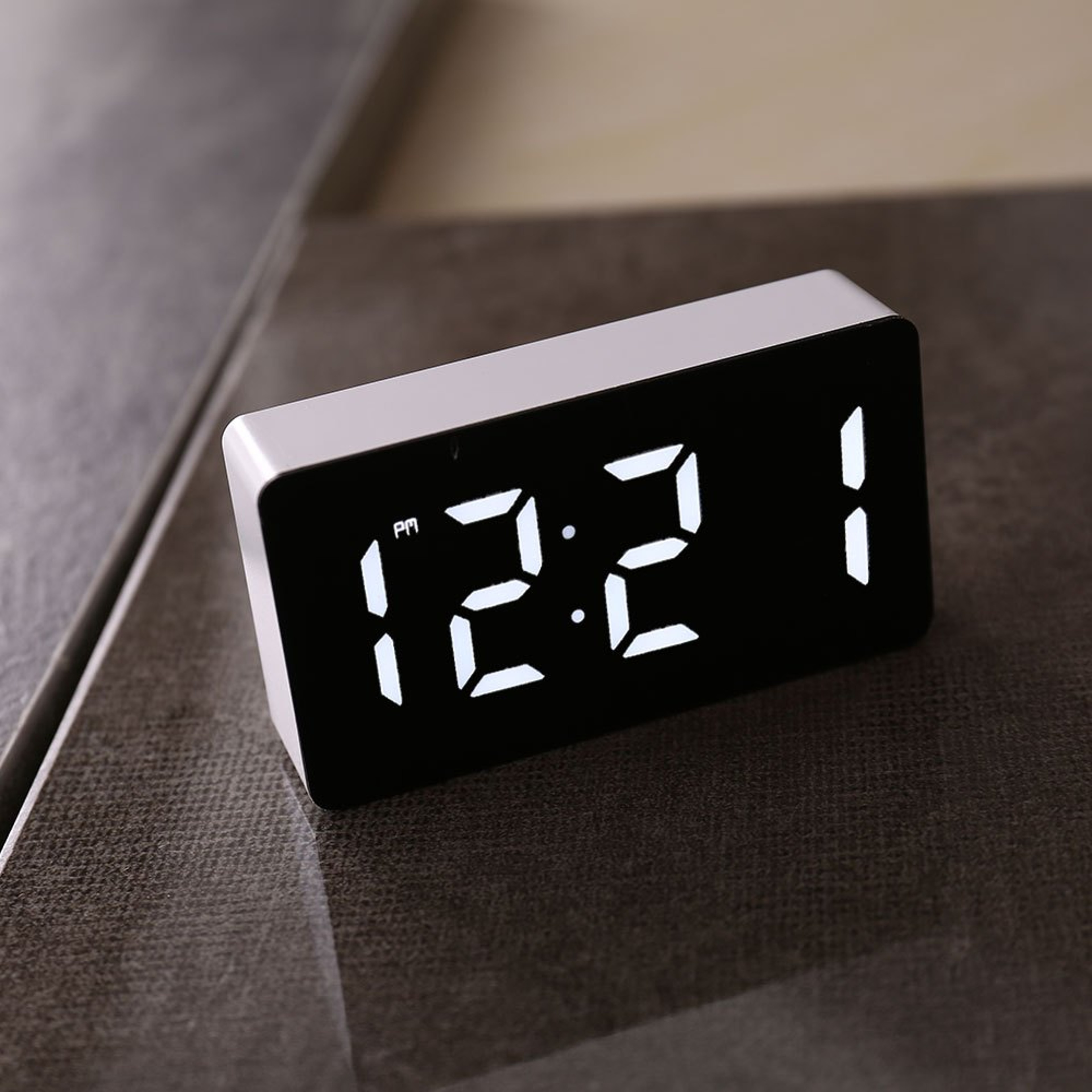 Mini LED Digital Alarm Clock Mirror Display Mini Desk Clock For Bedroom Office Travel 8