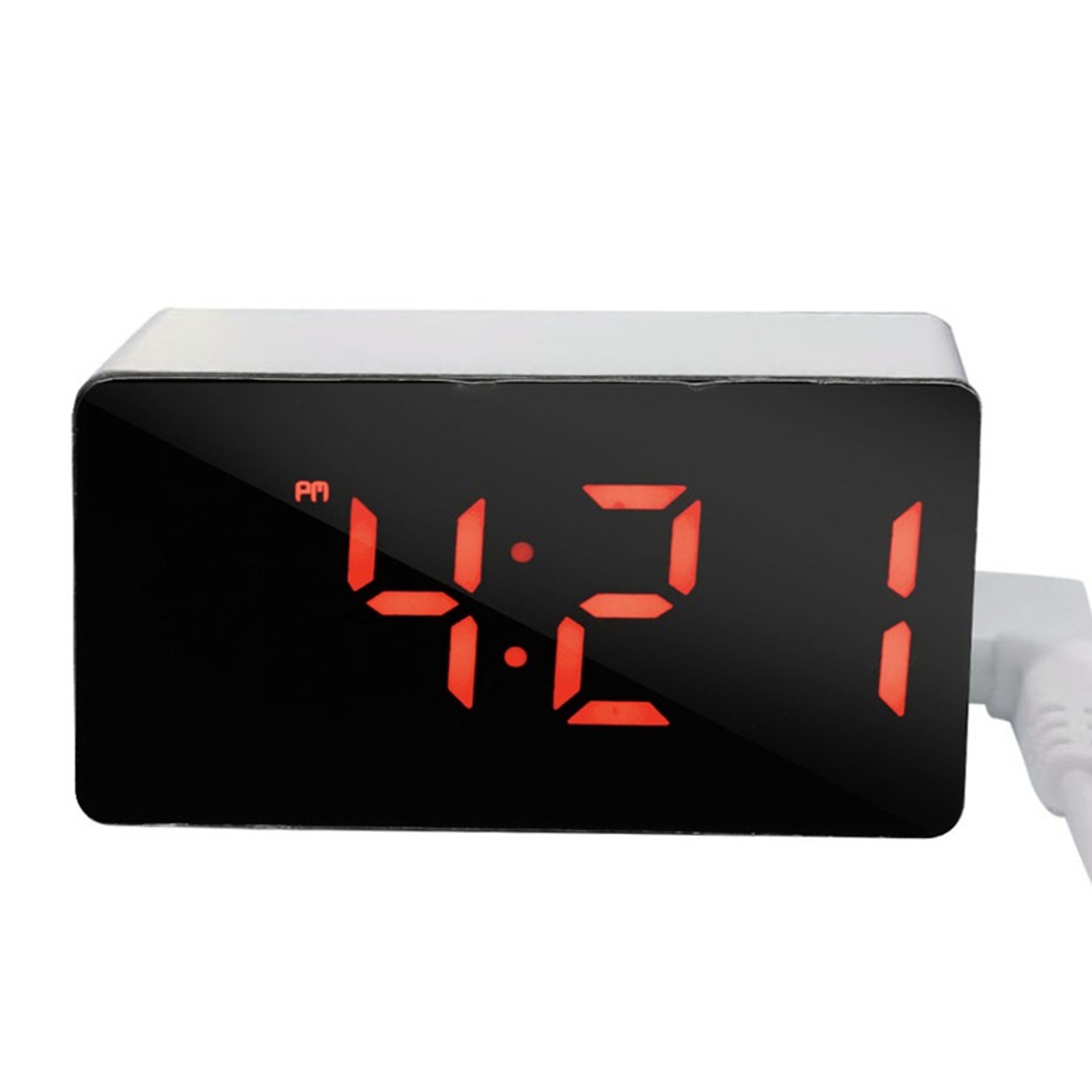 LED Mirror Digital Alarm Clock With Snooze Bedside Desk Clock Modern LED Display For Home Office 2