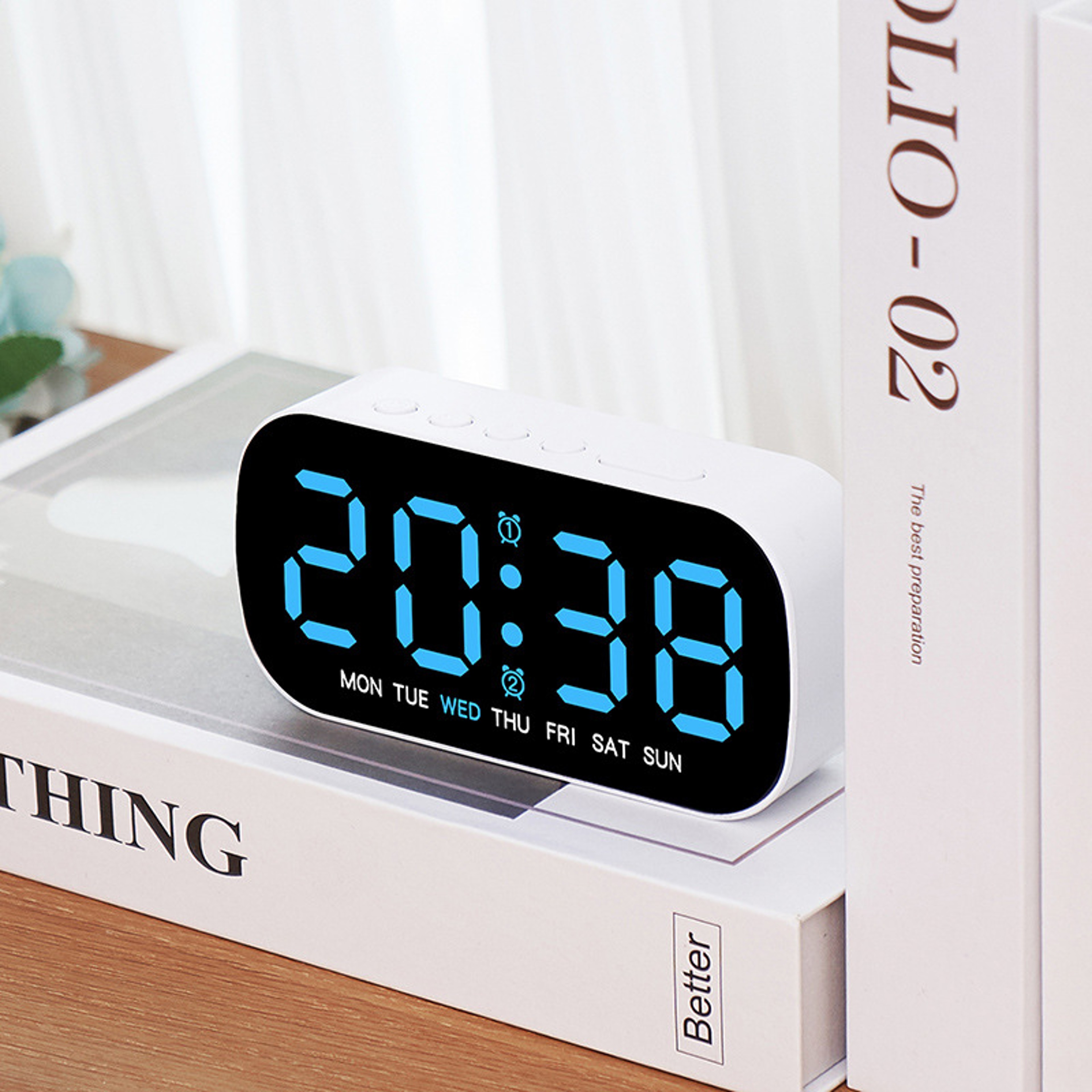 Digital Alarm Clock With LED Display Adjustable Brightness Bedside Desktop Clock 7