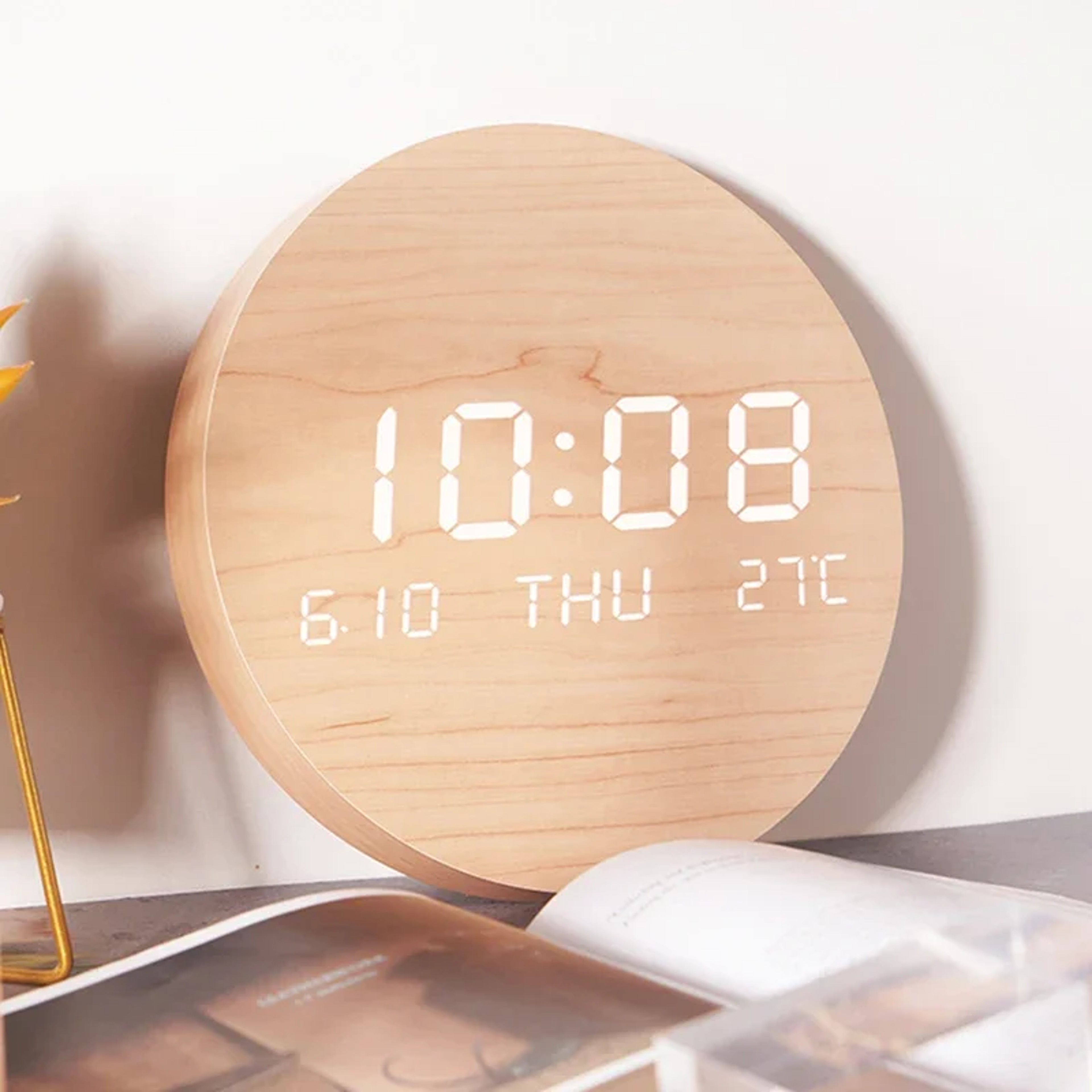 LED Digital Wall Clock With Large Display Temperature Date Time Silent Modern Wall Clock For Home O 7