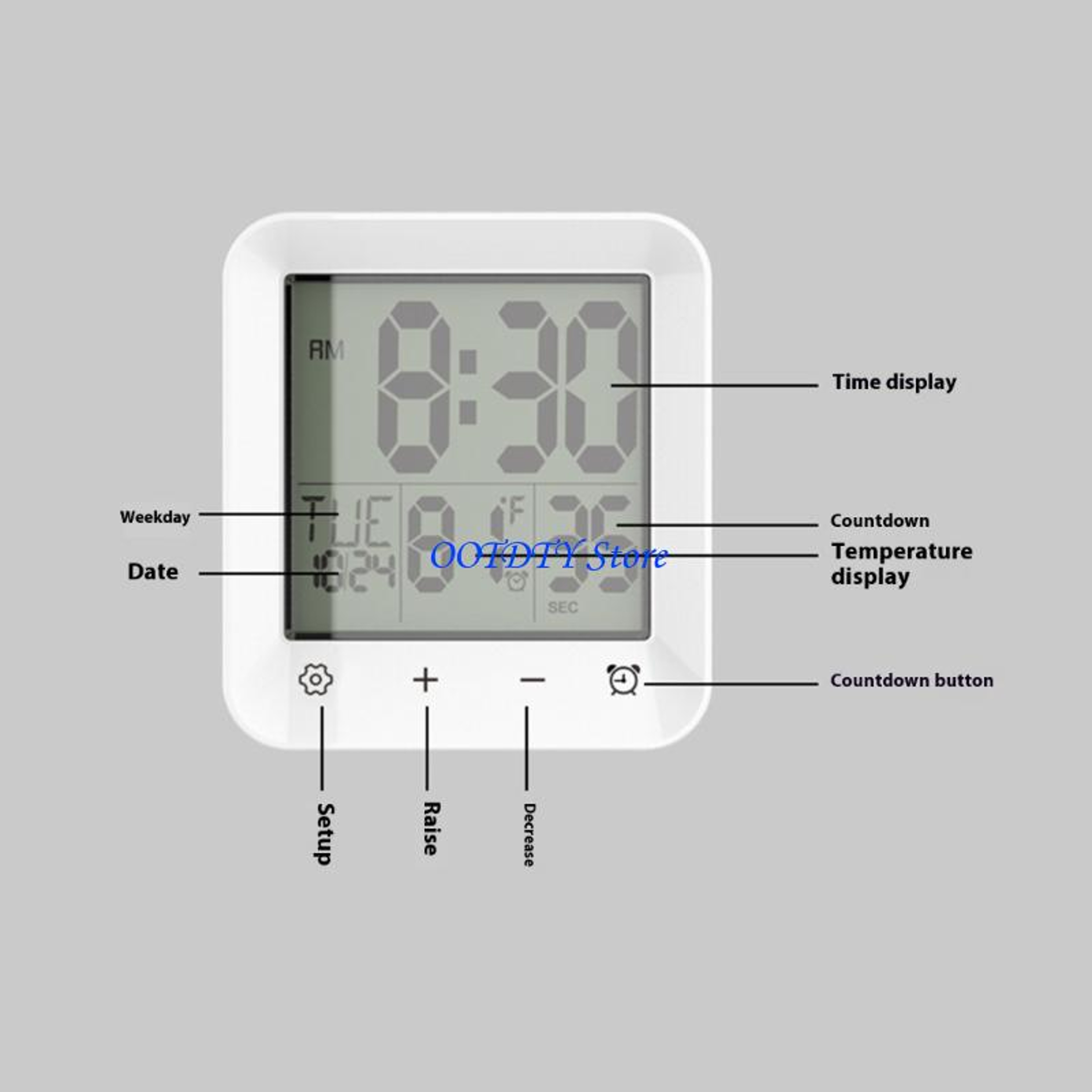 Shower Clock With LCD Display Bathroom Wall Clock Digital Kitchen Wall Clock With Suction Cup 2