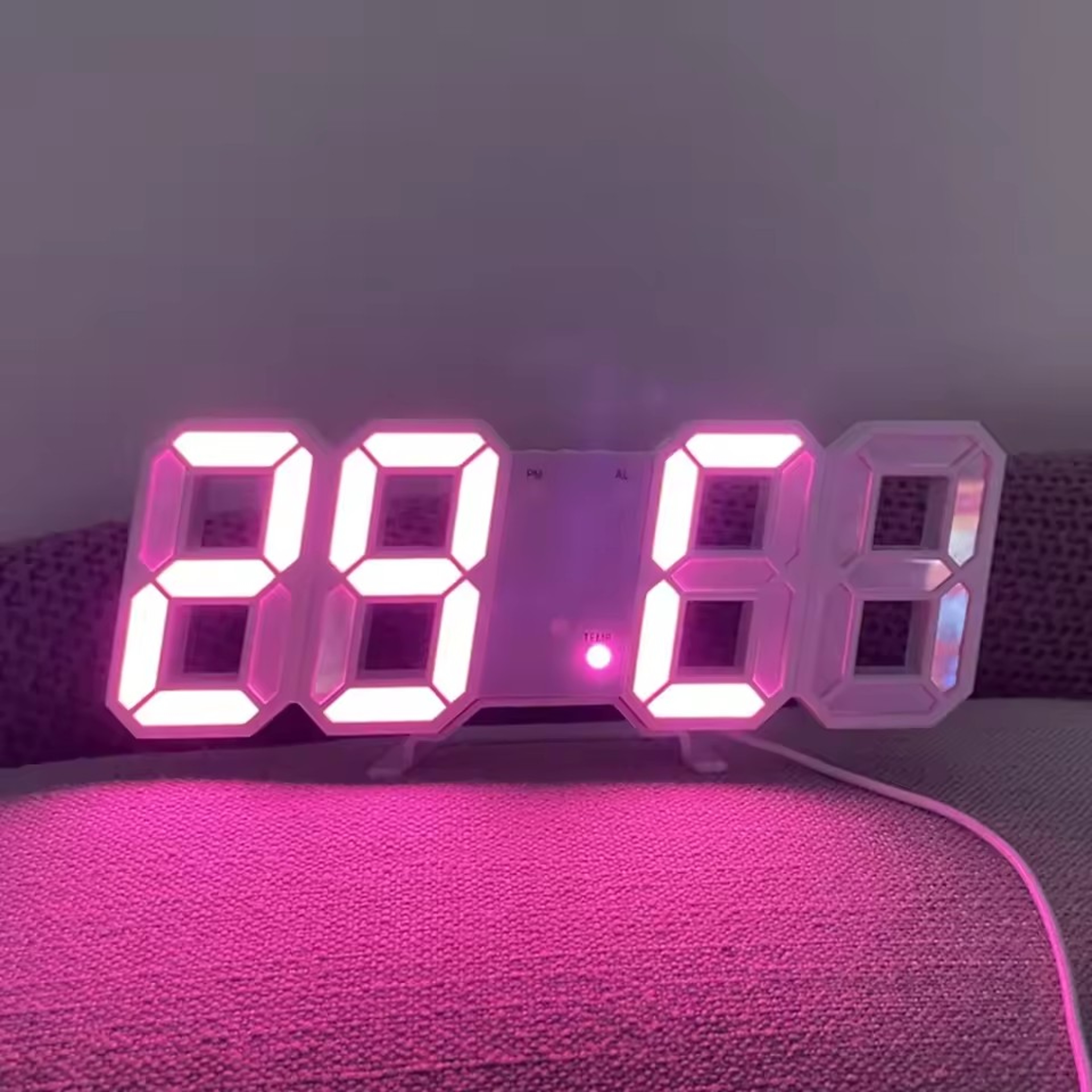 LED Digital Alarm Clock With Color Night Light Temperature Display Wall Desk Clock 3