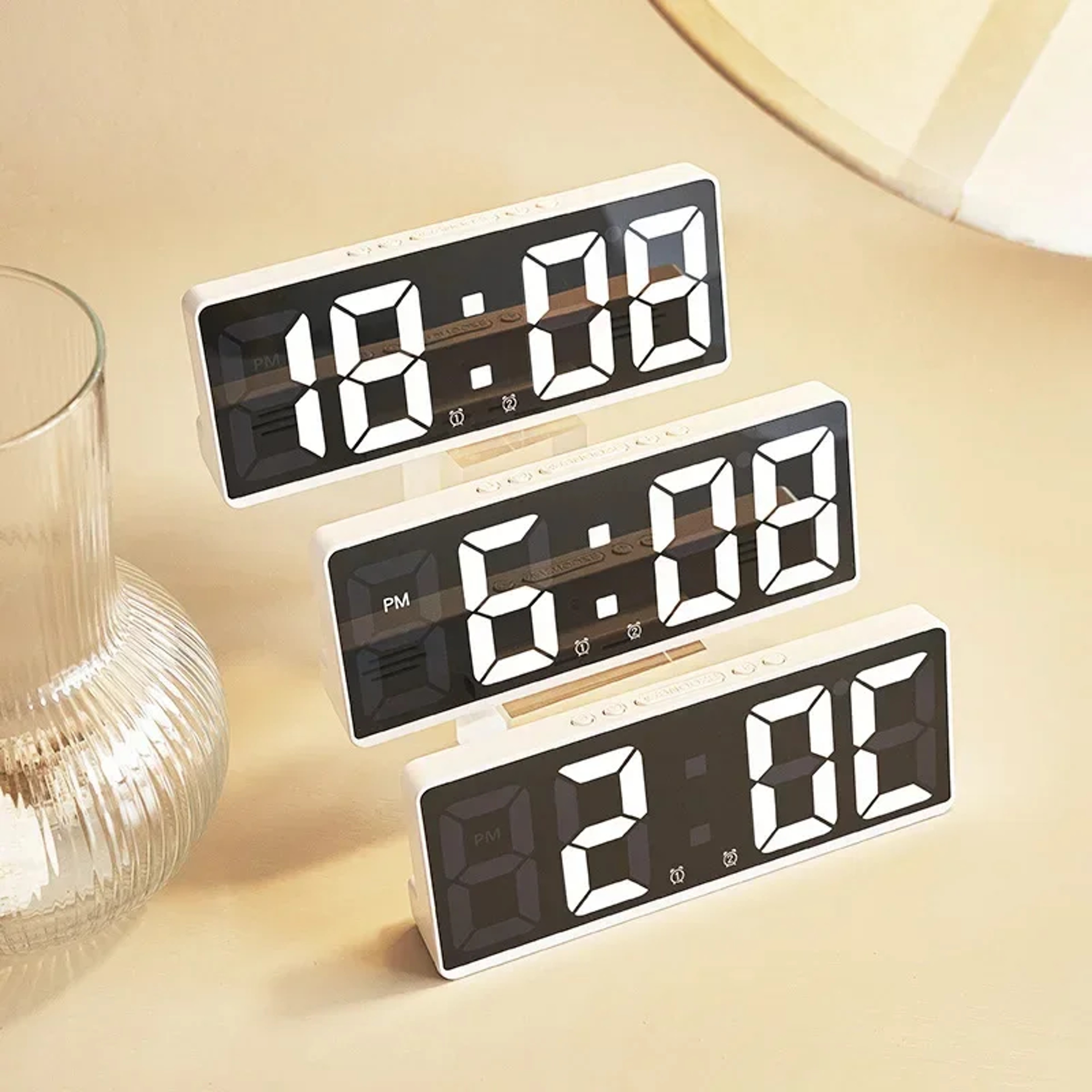 Digital Alarm Clock Voice Control LED Display Table Clock With Snooze And Night Mode 9