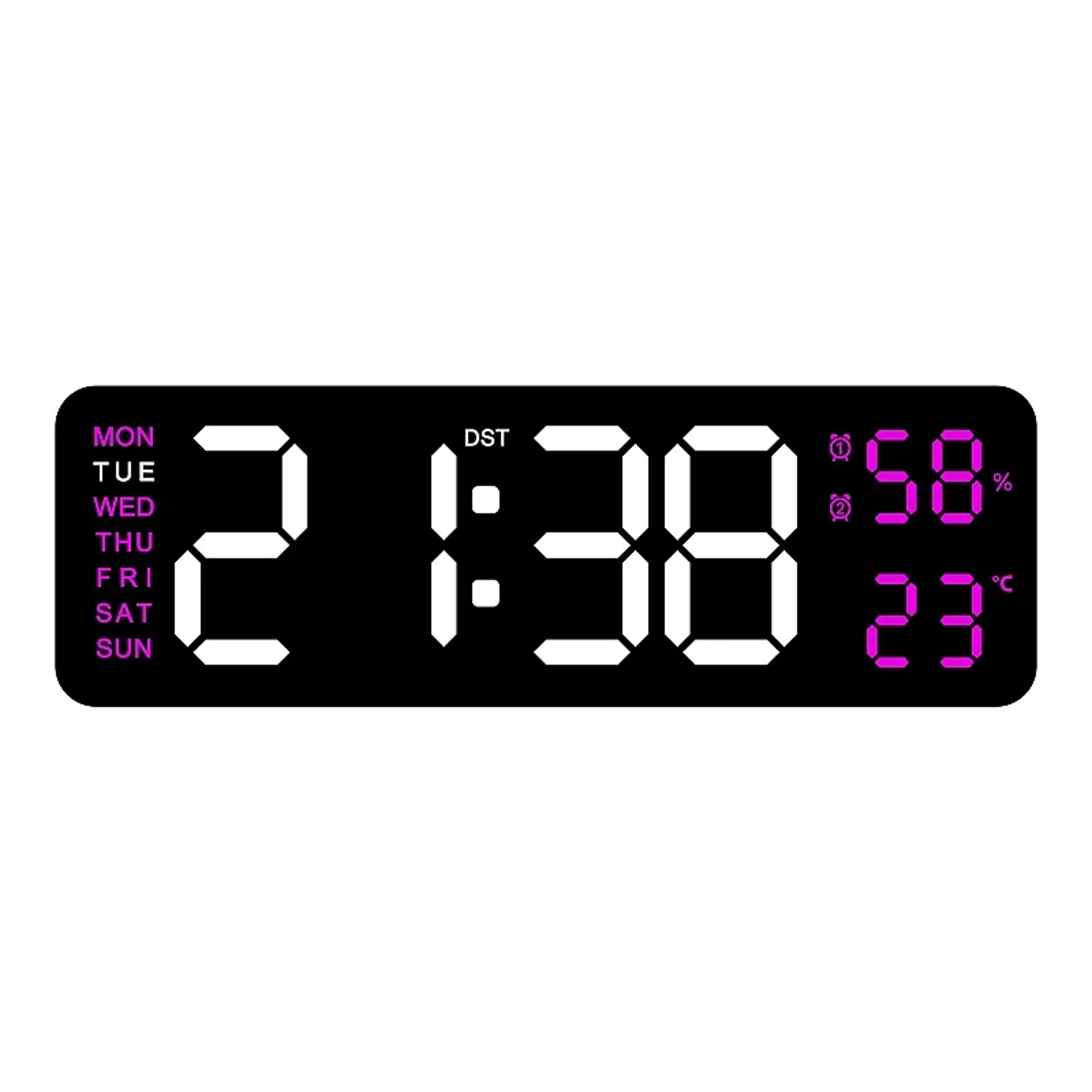 Digital Wall Clock LED Temperature Display Clock With Auto Dimmer USB Powered 4
