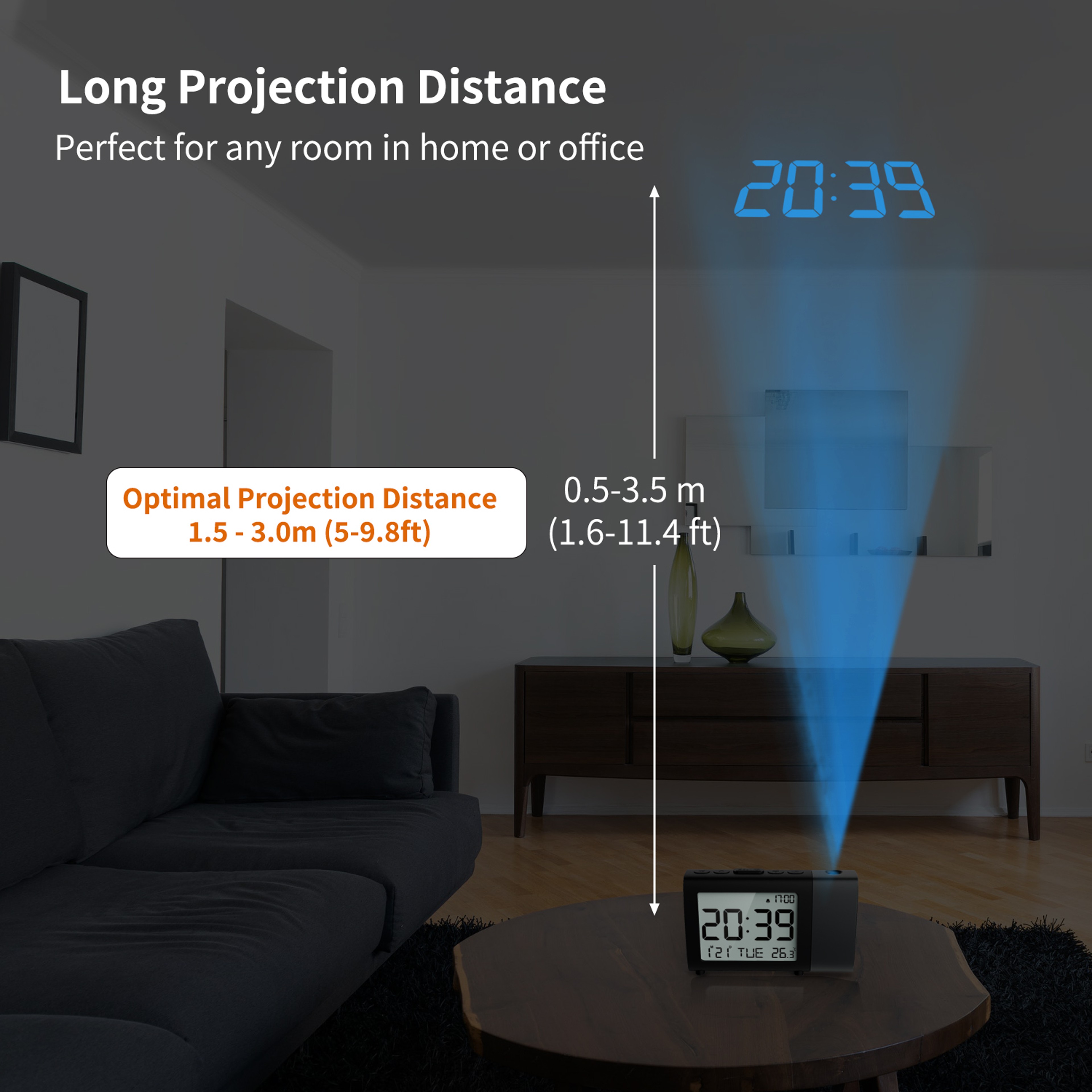 Rotating Projection Alarm Clock With LED Display Night Mode And Adjustable Brightness 5