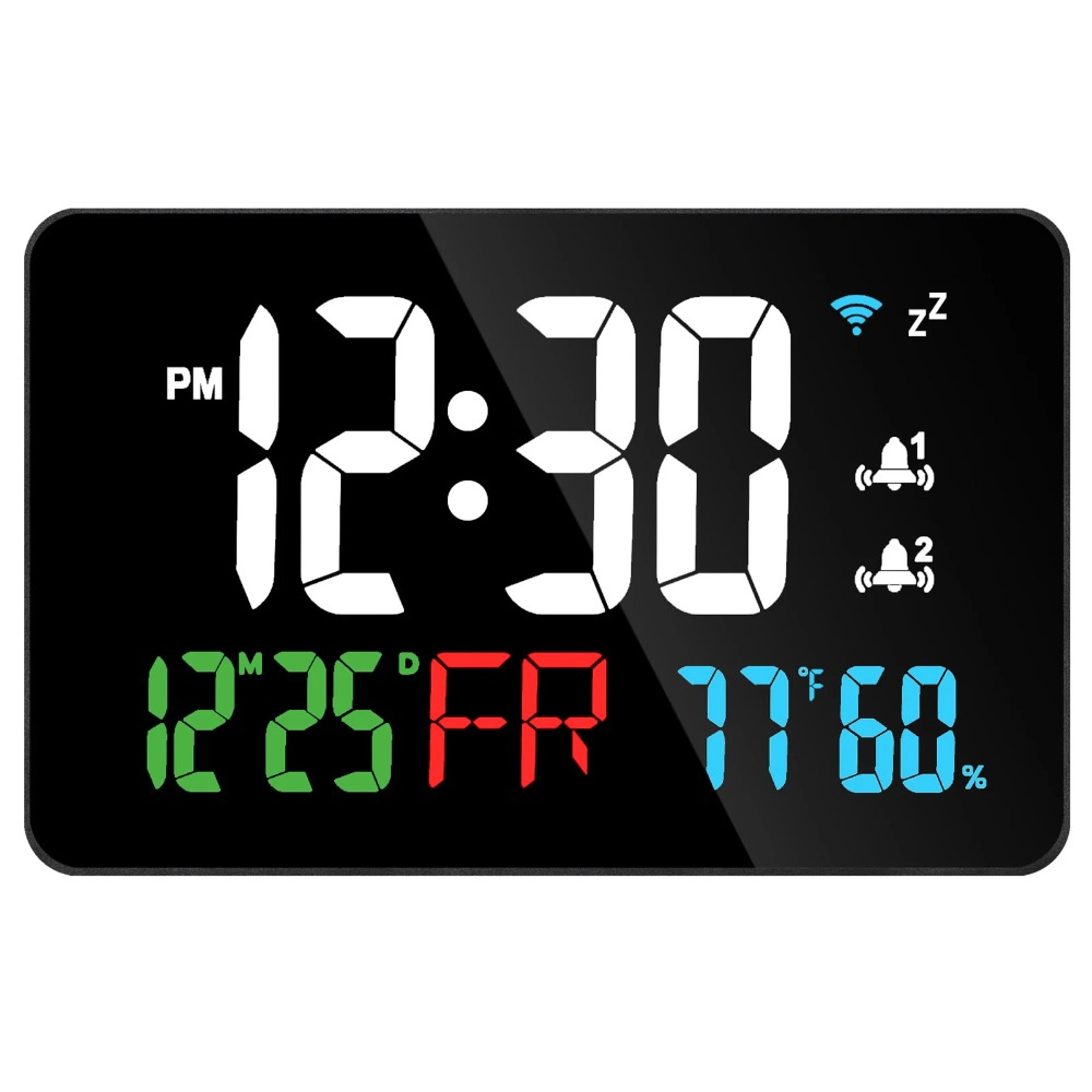 WiFi Digital Wall Clock LED Display With Temperature Humidity Date Smart Digital Alarm Clock 5
