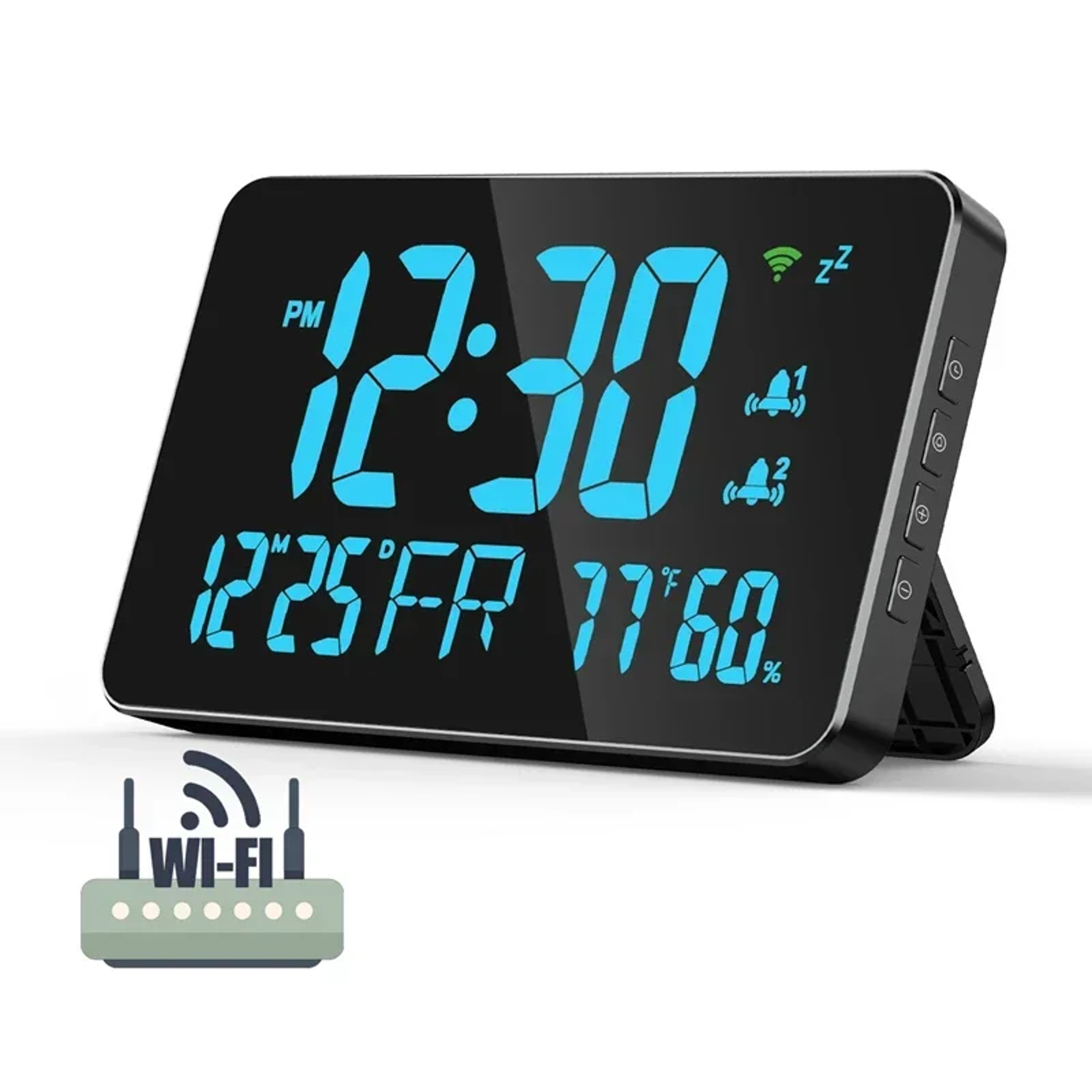 WiFi Digital Wall Clock LED Display With Temperature Humidity Date Smart Digital Alarm Clock 0