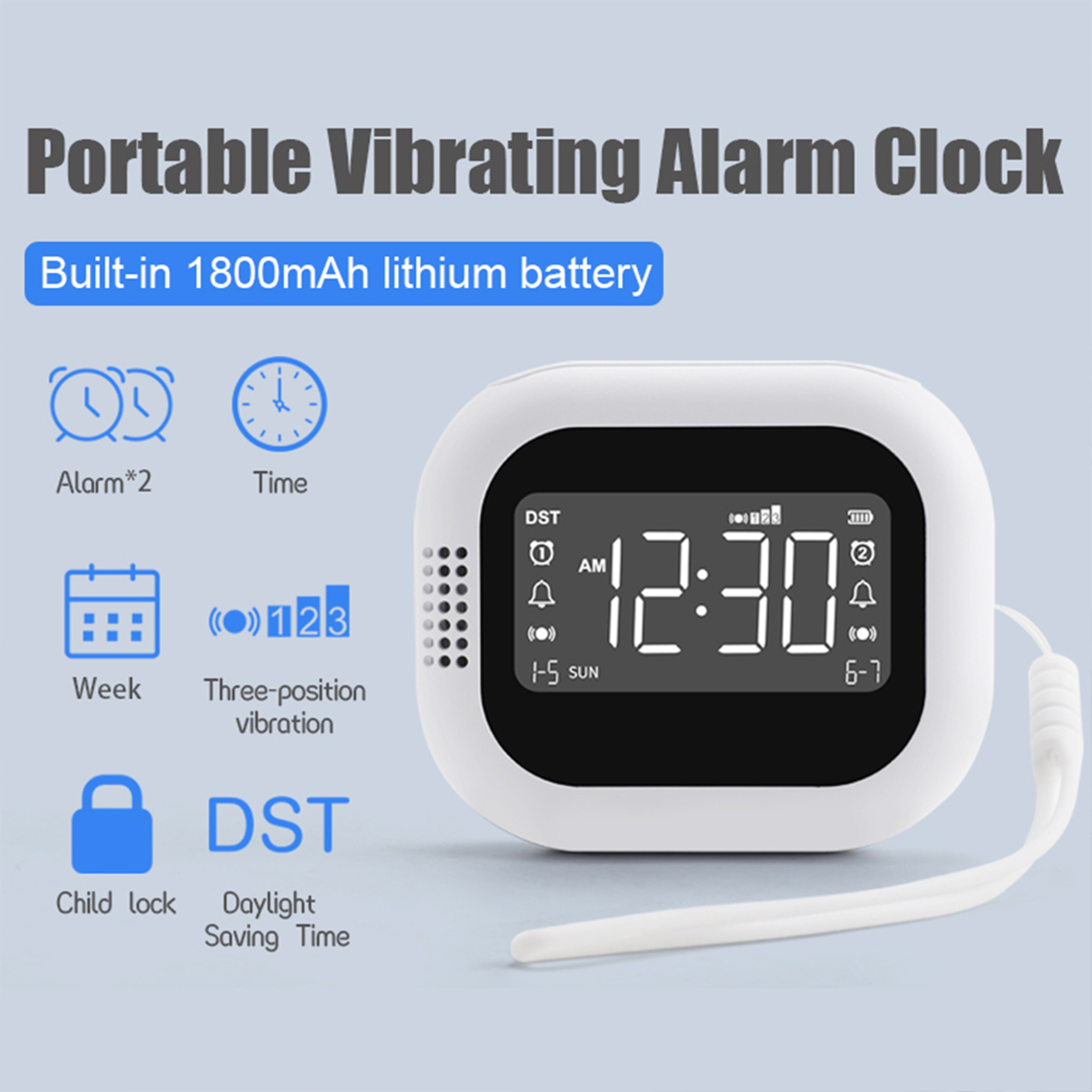 Vibrating Alarm Clock With Bed Shaker For Heavy Sleepers Loud Digital Snooze Alarm Clock For Deaf A 2