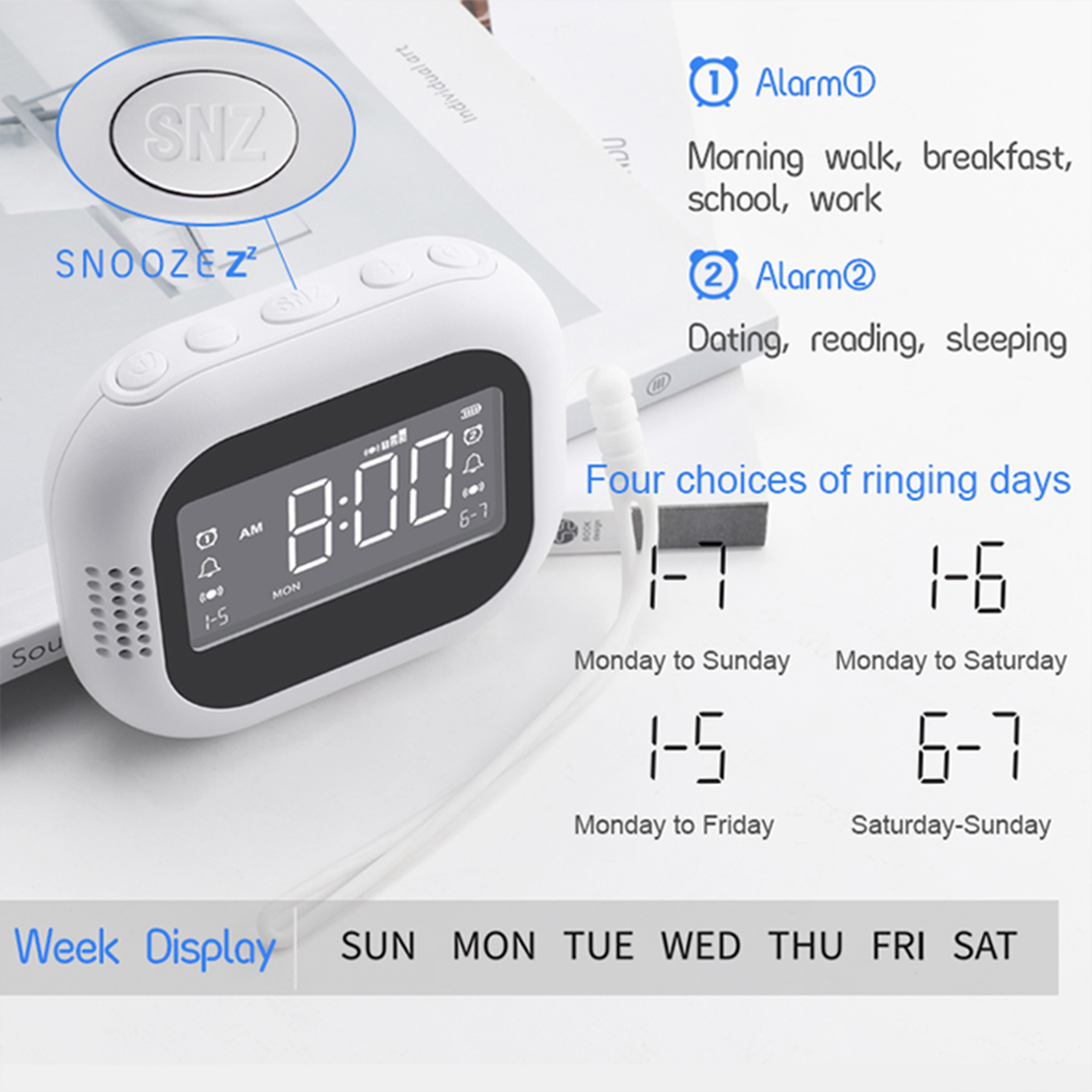 Vibrating Alarm Clock With Bed Shaker For Heavy Sleepers Loud Digital Snooze Alarm Clock For Deaf A 5