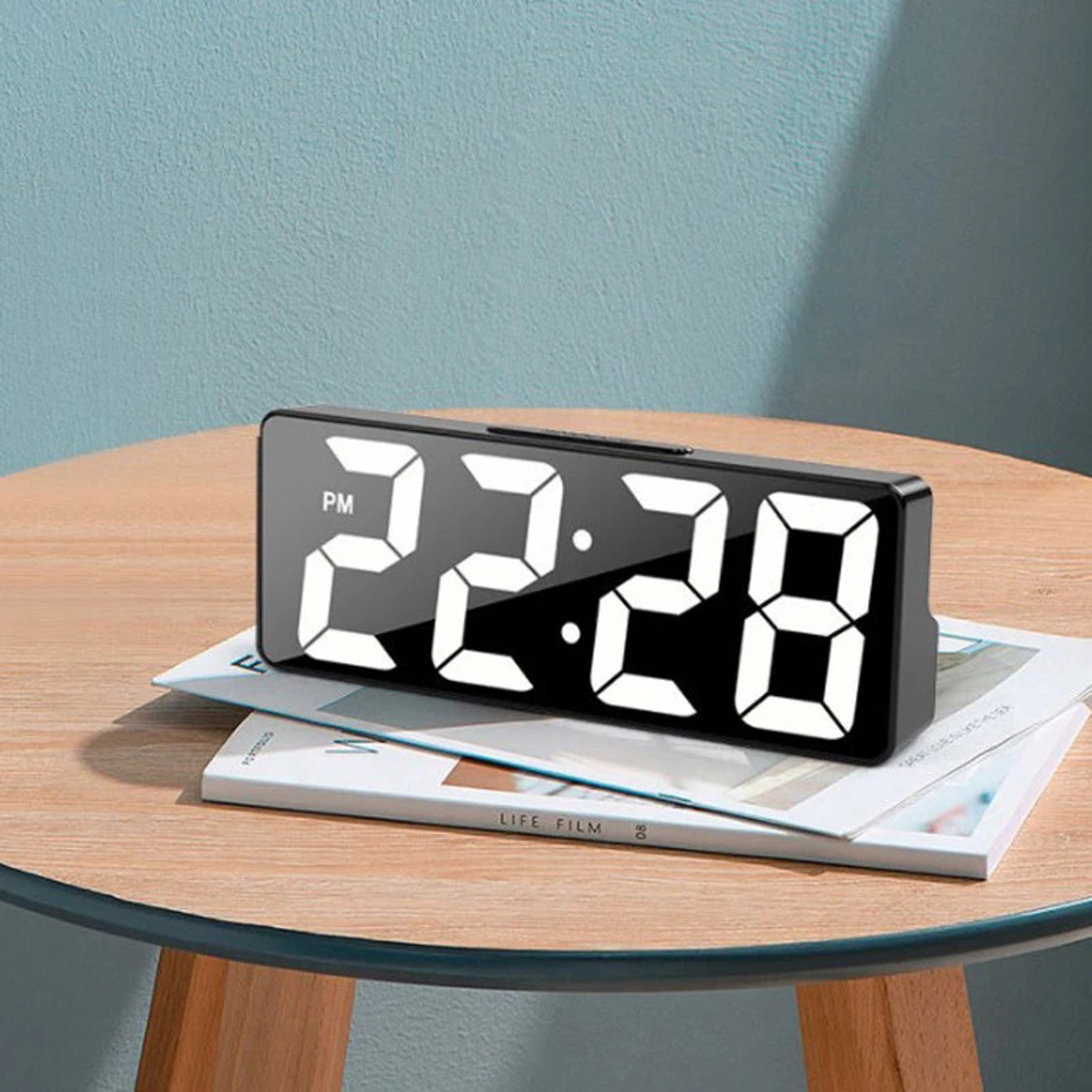 Digital Alarm Clock With LED Display Temperature Monitor Adjustable Brightness Bedroom Desk Clock 1