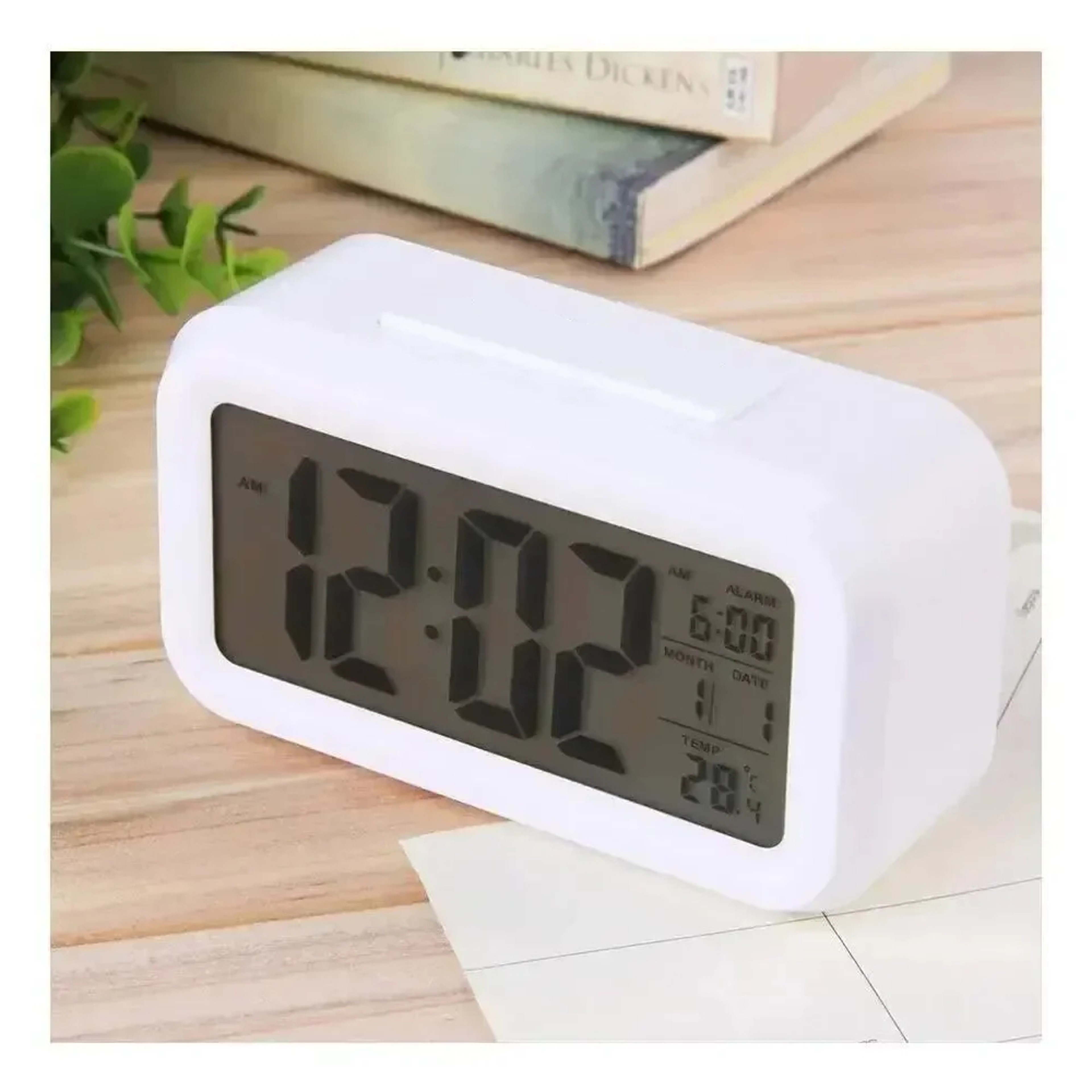 LED Digital Alarm Clock with Snooze, Calendar and Temperature Display, Multifunction Desktop Bedside Clock – view 2