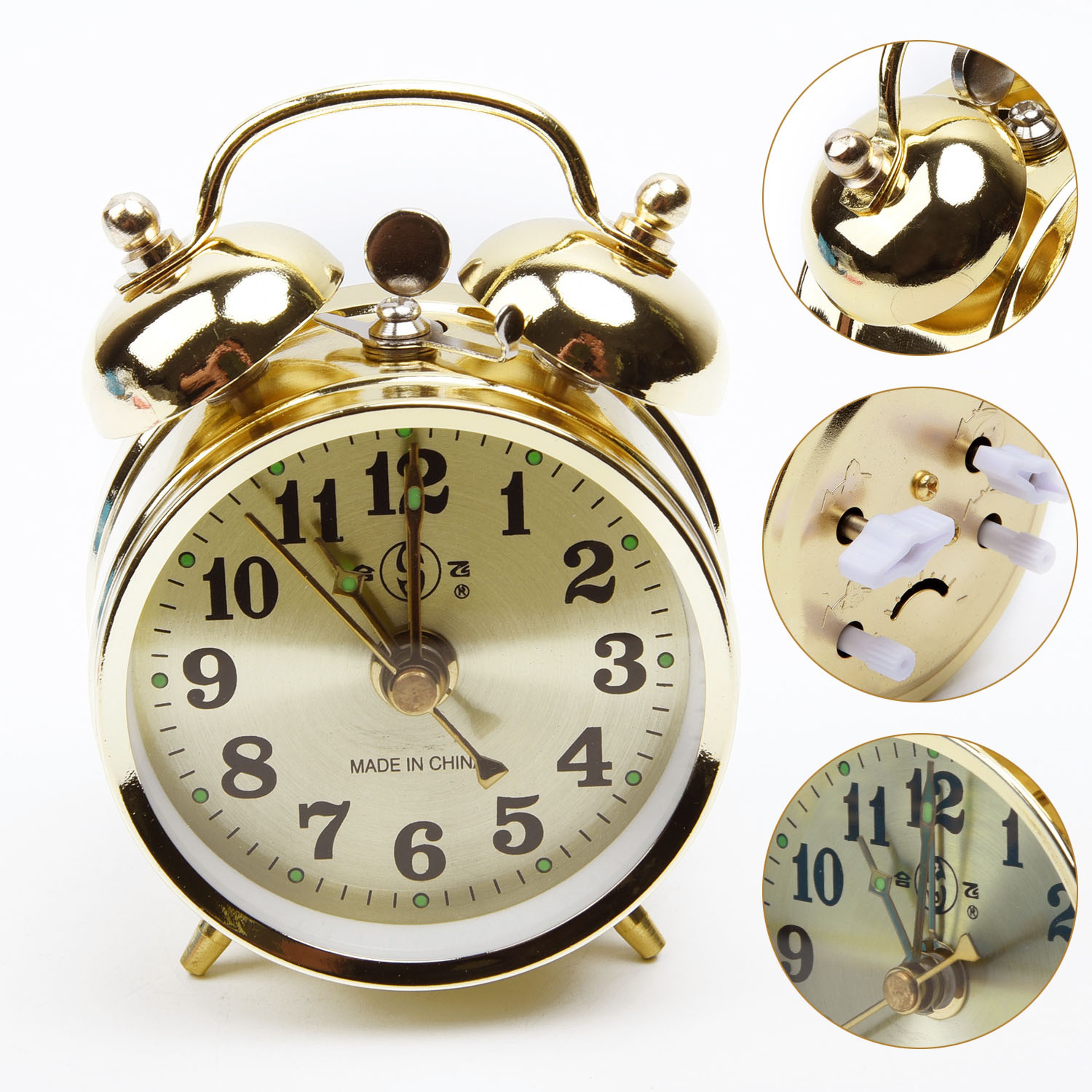 Vintage Mechanical Alarm Clock Manual Wind Up Metal Table Clock Retro Gold Desk Decor Gift 1