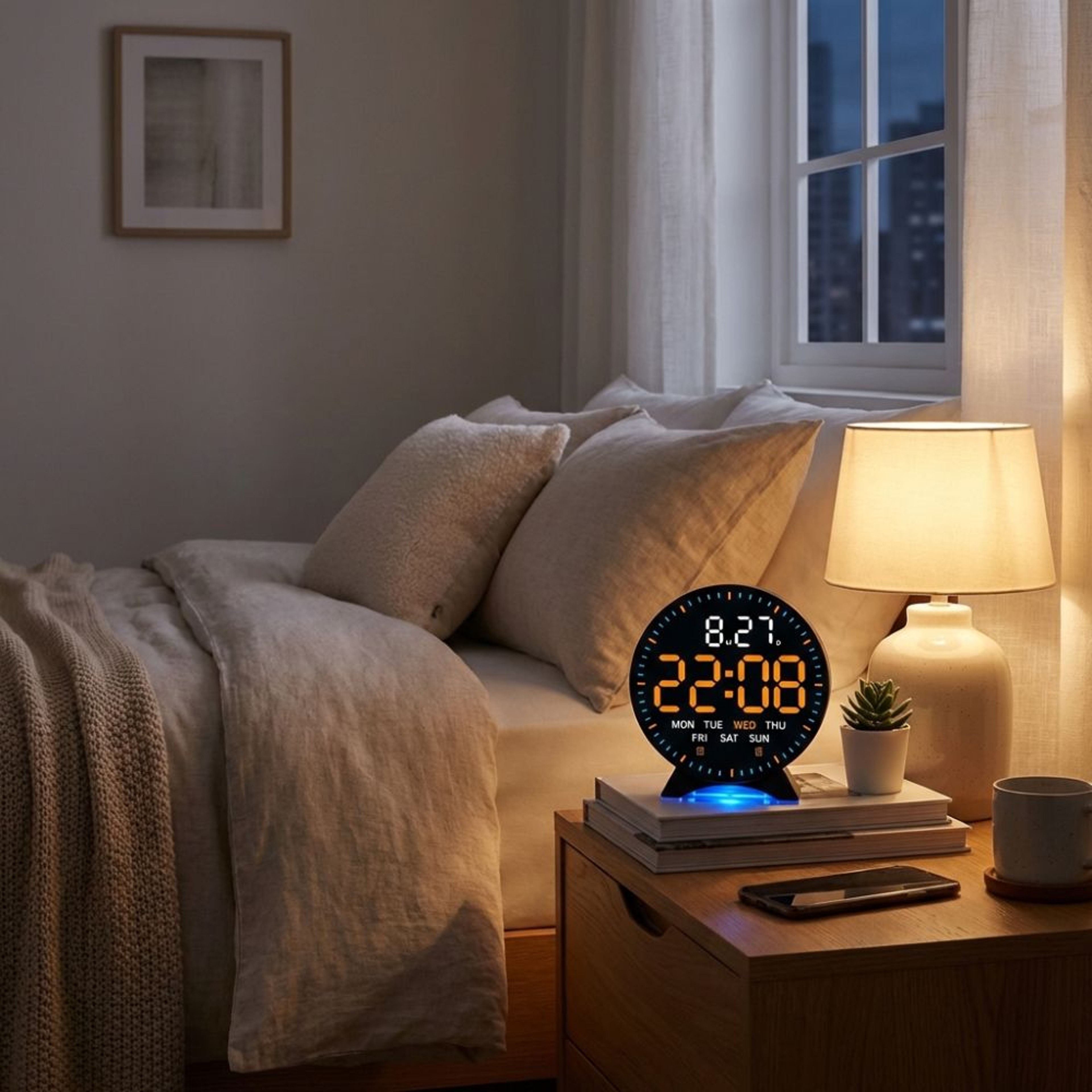 LED Digital Alarm Clock With Date And Week Display Adjustable Brightness Electronic Desk Clock 10