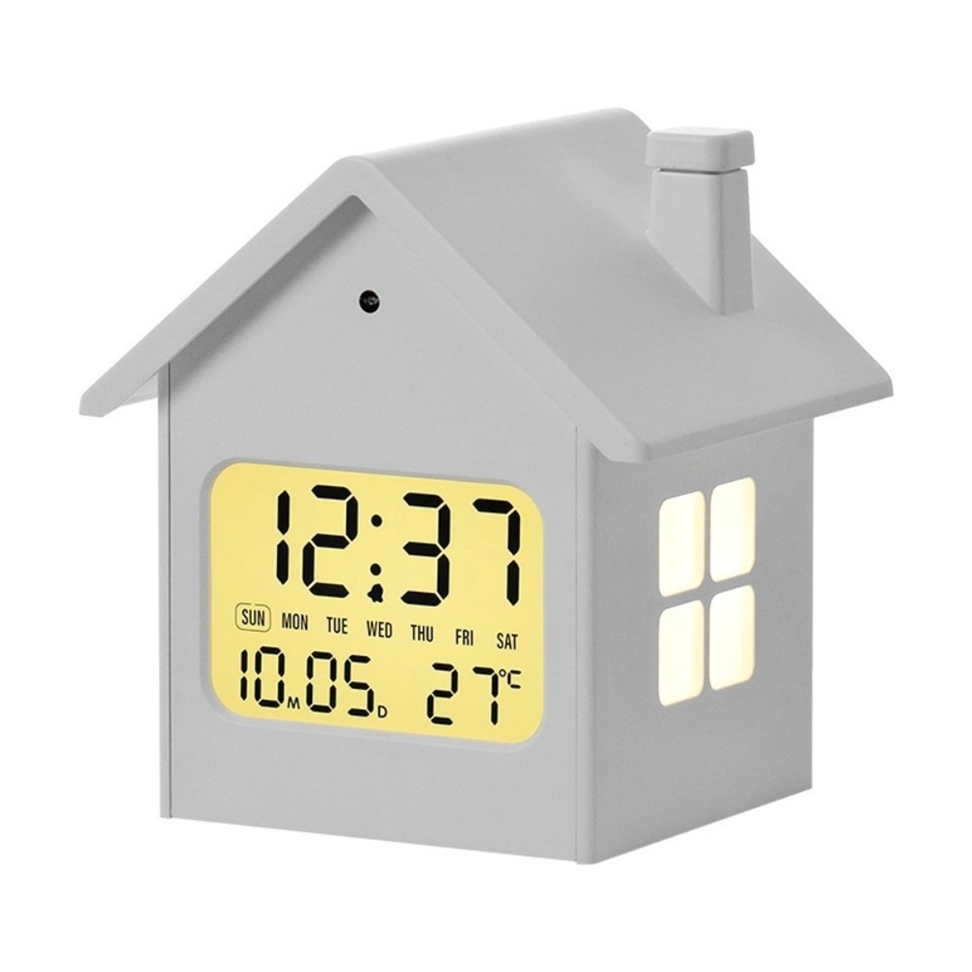 House Shape Digital Alarm Clock With LCD Display Temperature Date And Desk Clock For Bedroom 2