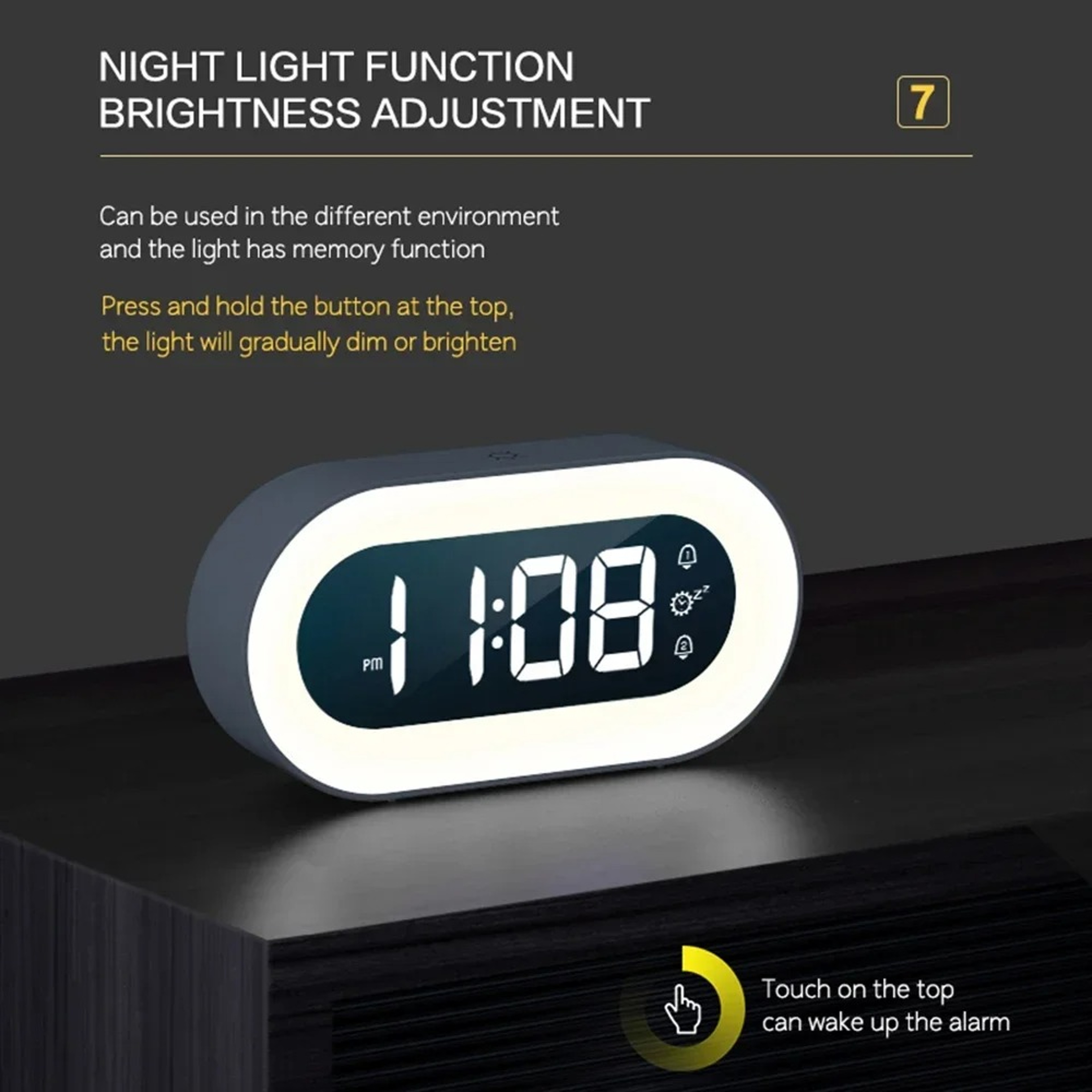 Smart Digital Alarm Clock With LED Display Voice Control Night Light For Bedroom Desk And Kids 2