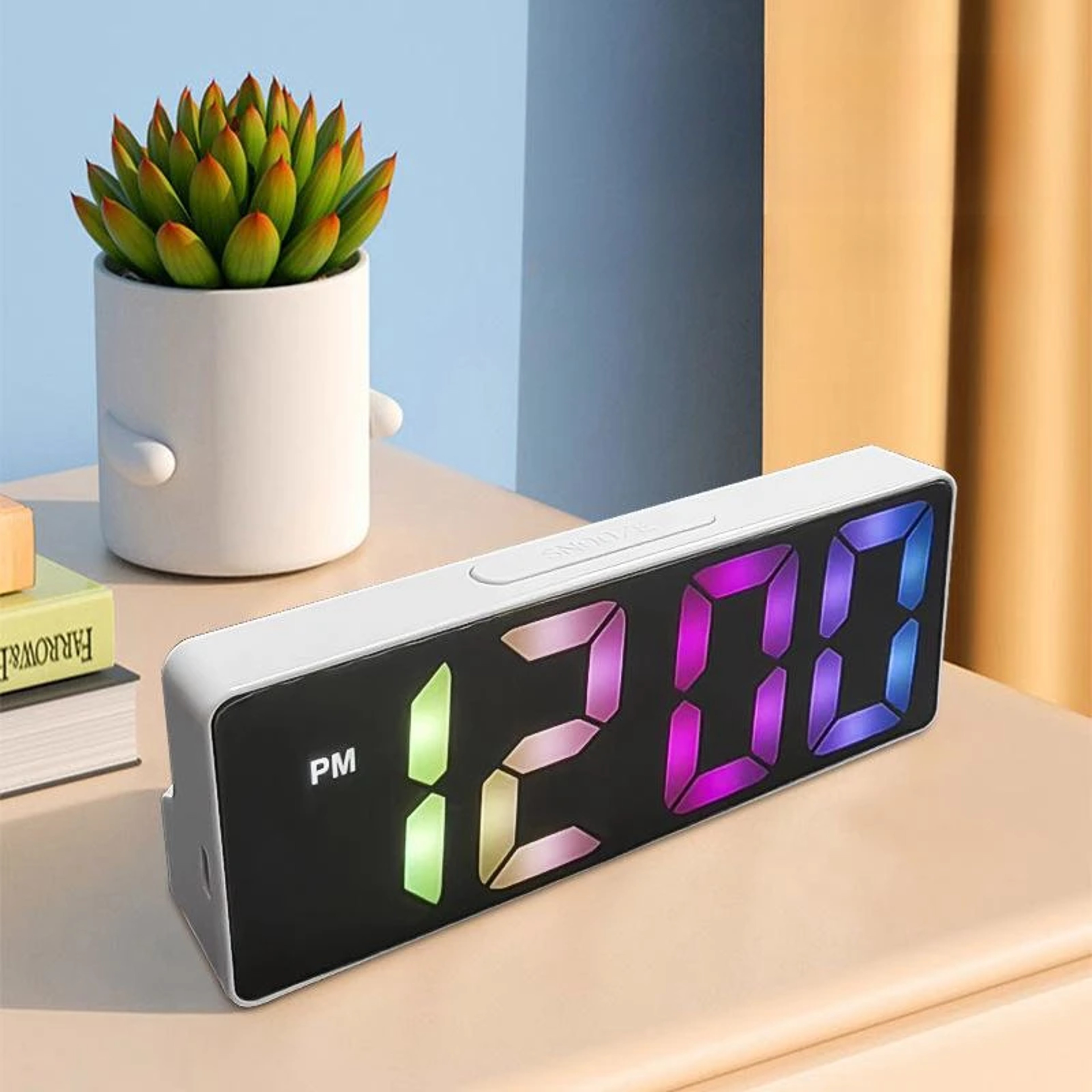 Voice Control Digital Alarm Clock LED Clock With Temperature Display 4