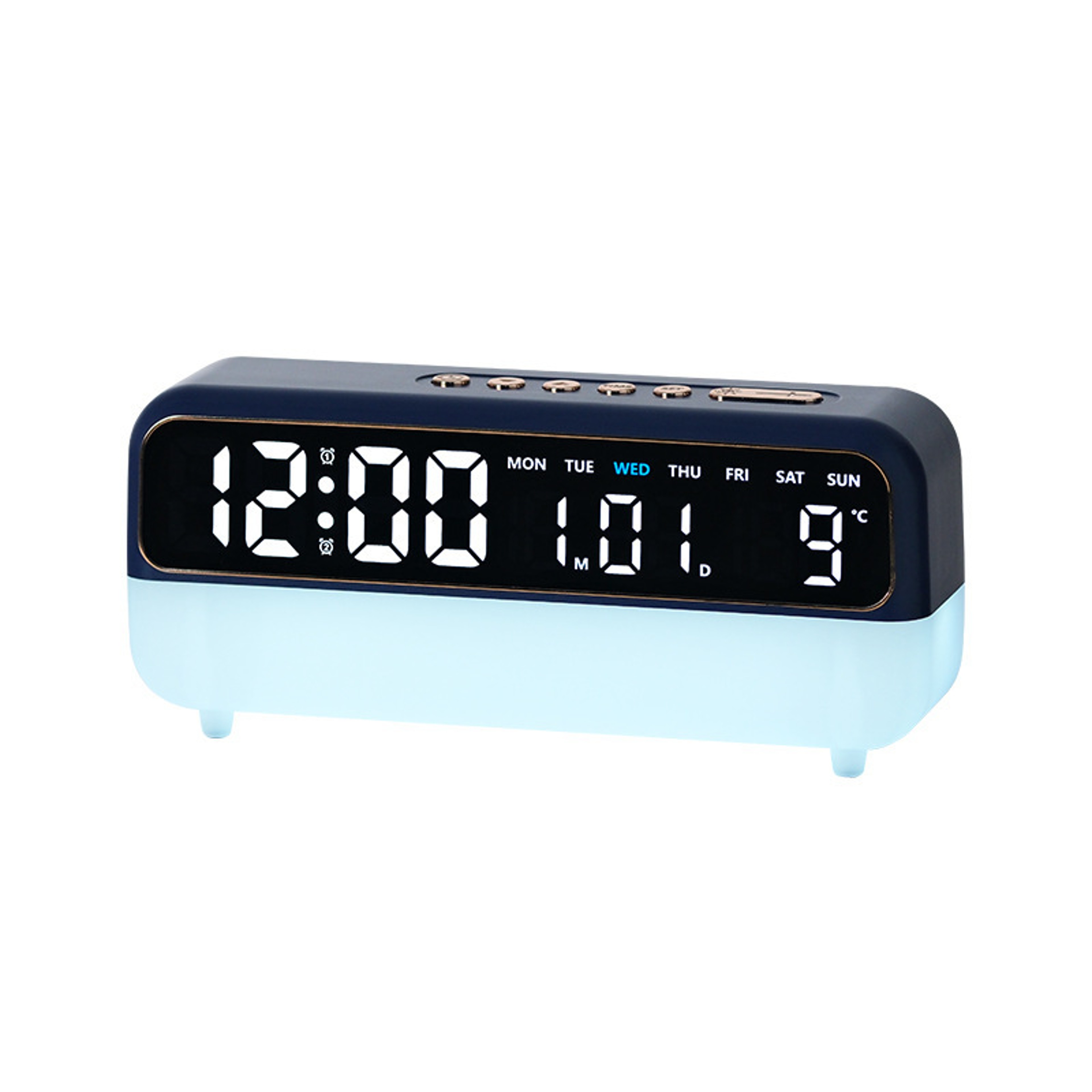LED Digital Alarm Clock With Voice Control Temperature Display Adjustable Brightness Desk Clock 0