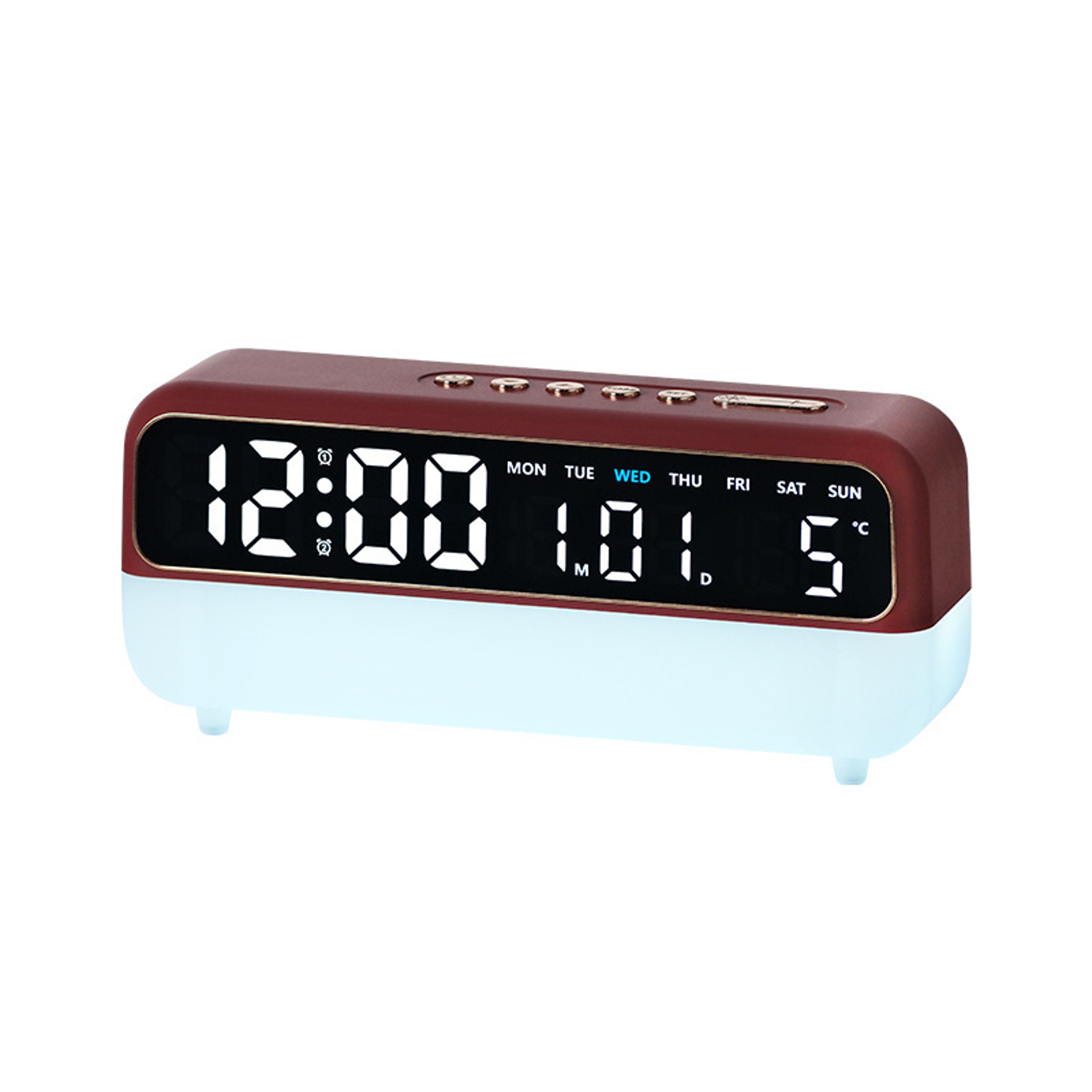 LED Digital Alarm Clock With Voice Control Temperature Display Adjustable Brightness Desk Clock 1