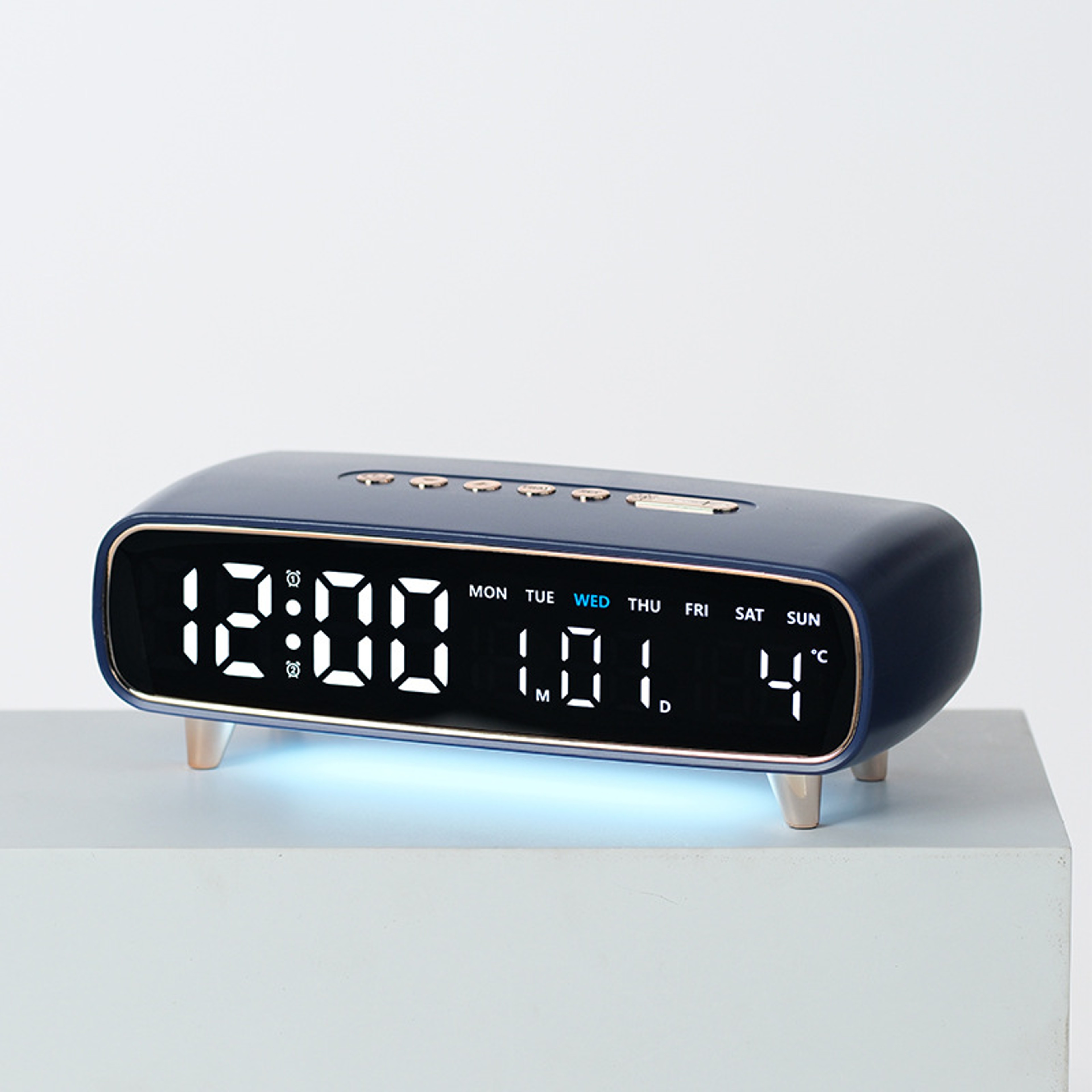 LED Digital Alarm Clock With Voice Control Temperature Display Adjustable Brightness Desk Clock 5