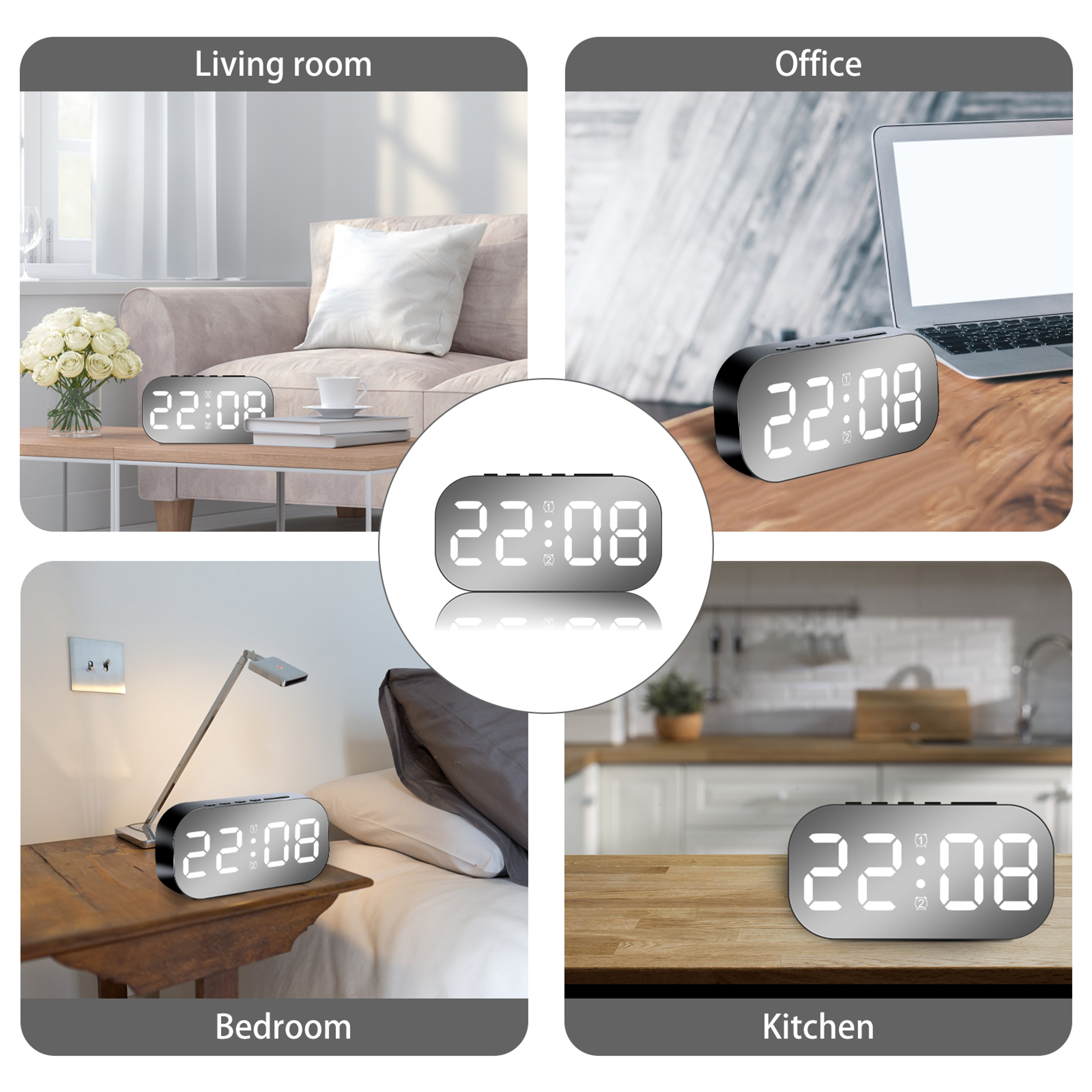 Digital Alarm Clock With LED Display USB Alarm Clock Dimmable Bedroom Clock With Temperature And Sn 9