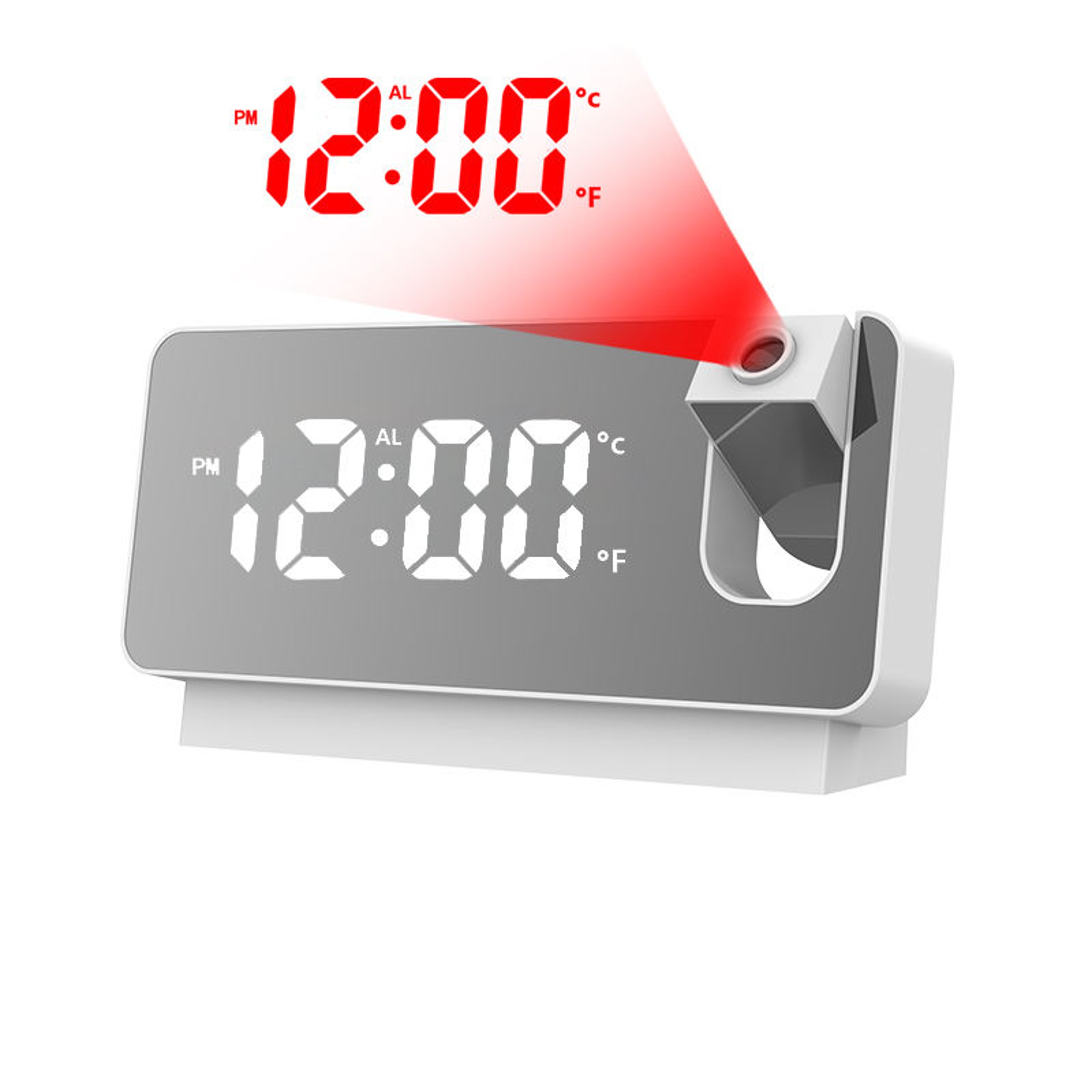 Projection Alarm Clock With LED Digital Display Rechargeable Bedside Clock Ceiling Projection Tempe 2