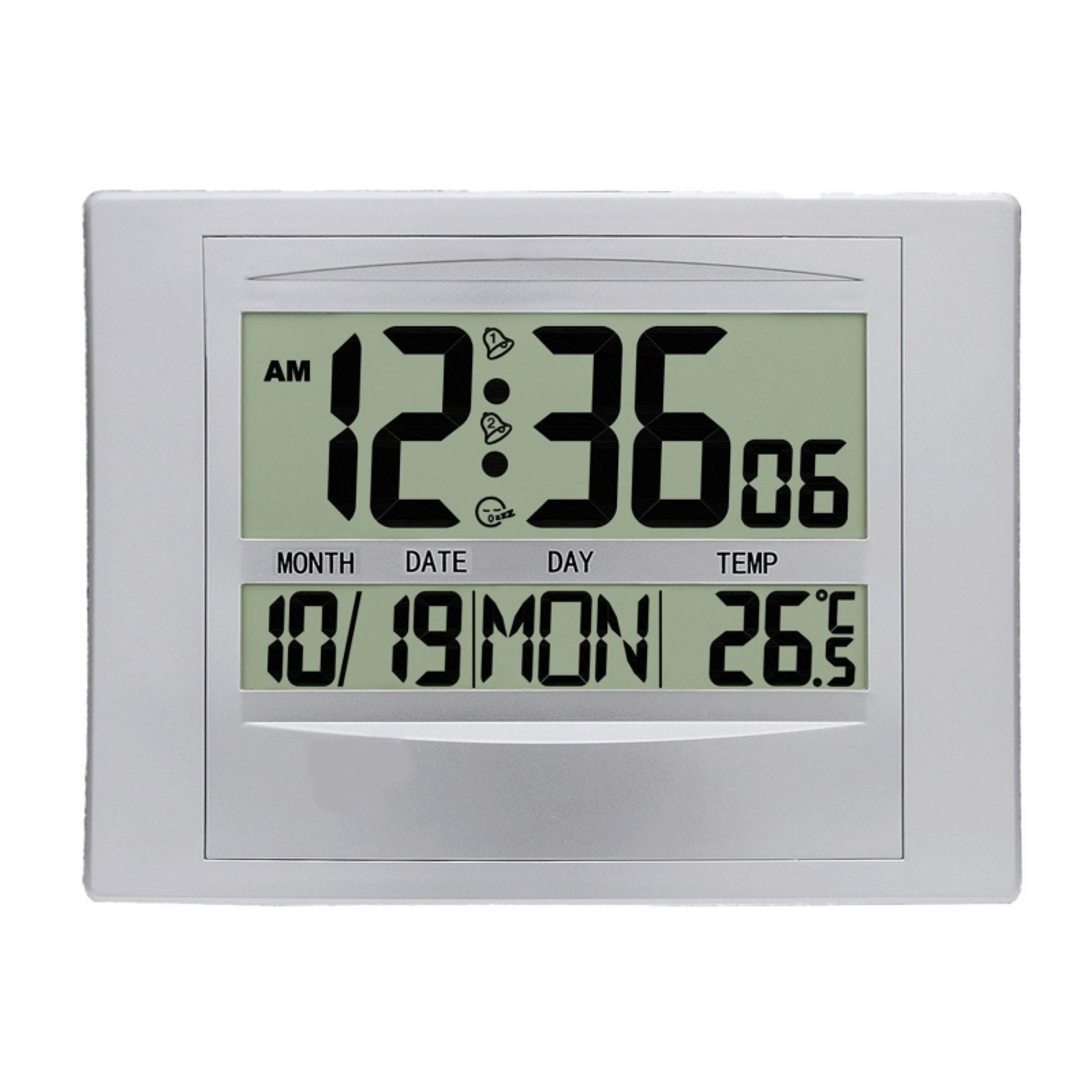 Large Digital Wall Clock With Date Temperature Display Dual Alarm Battery Powered Electronic Alarm  1