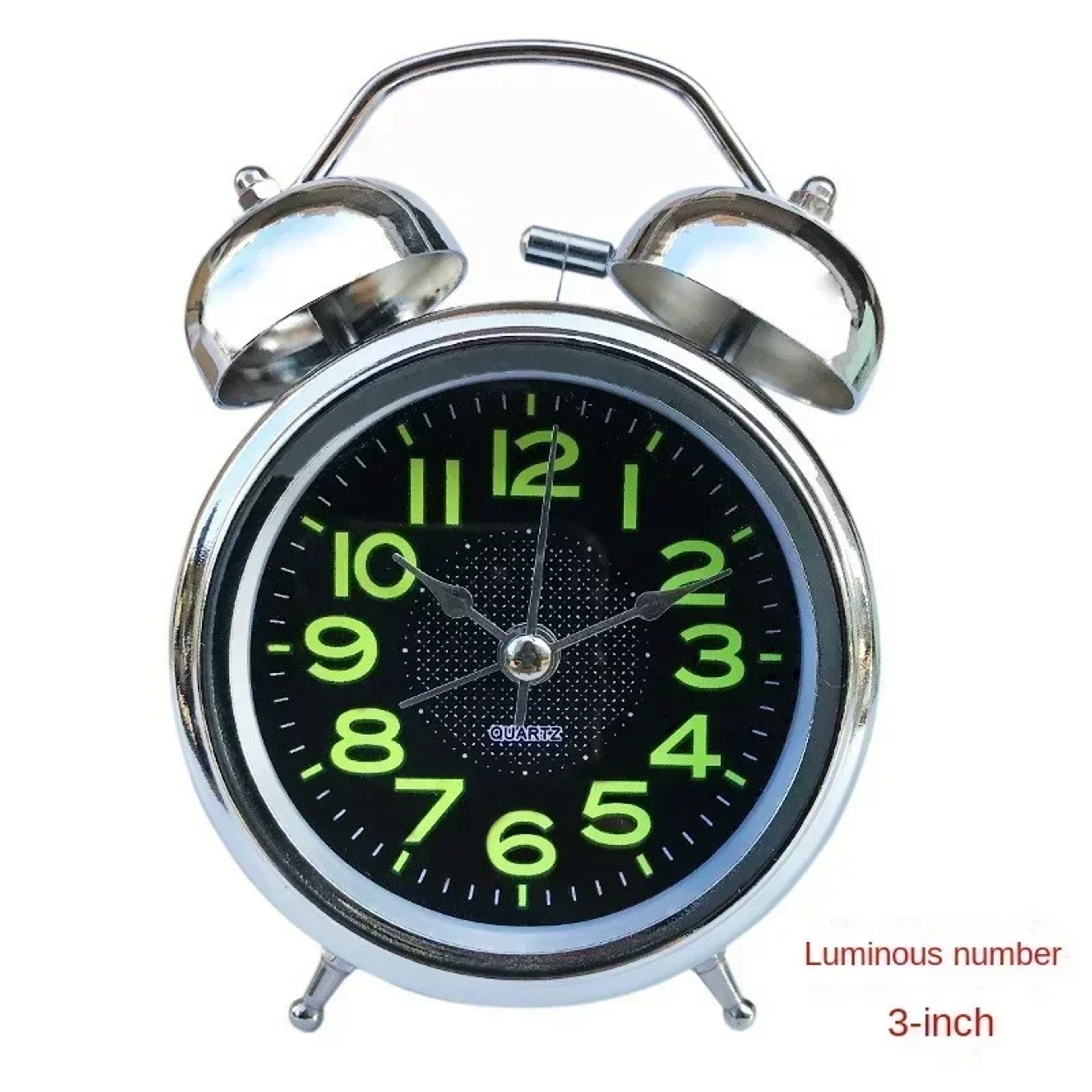 Twin Bell Alarm Clock With Night Light Loud Metal Bedside Clock Silent Vintage Desk Clock 4