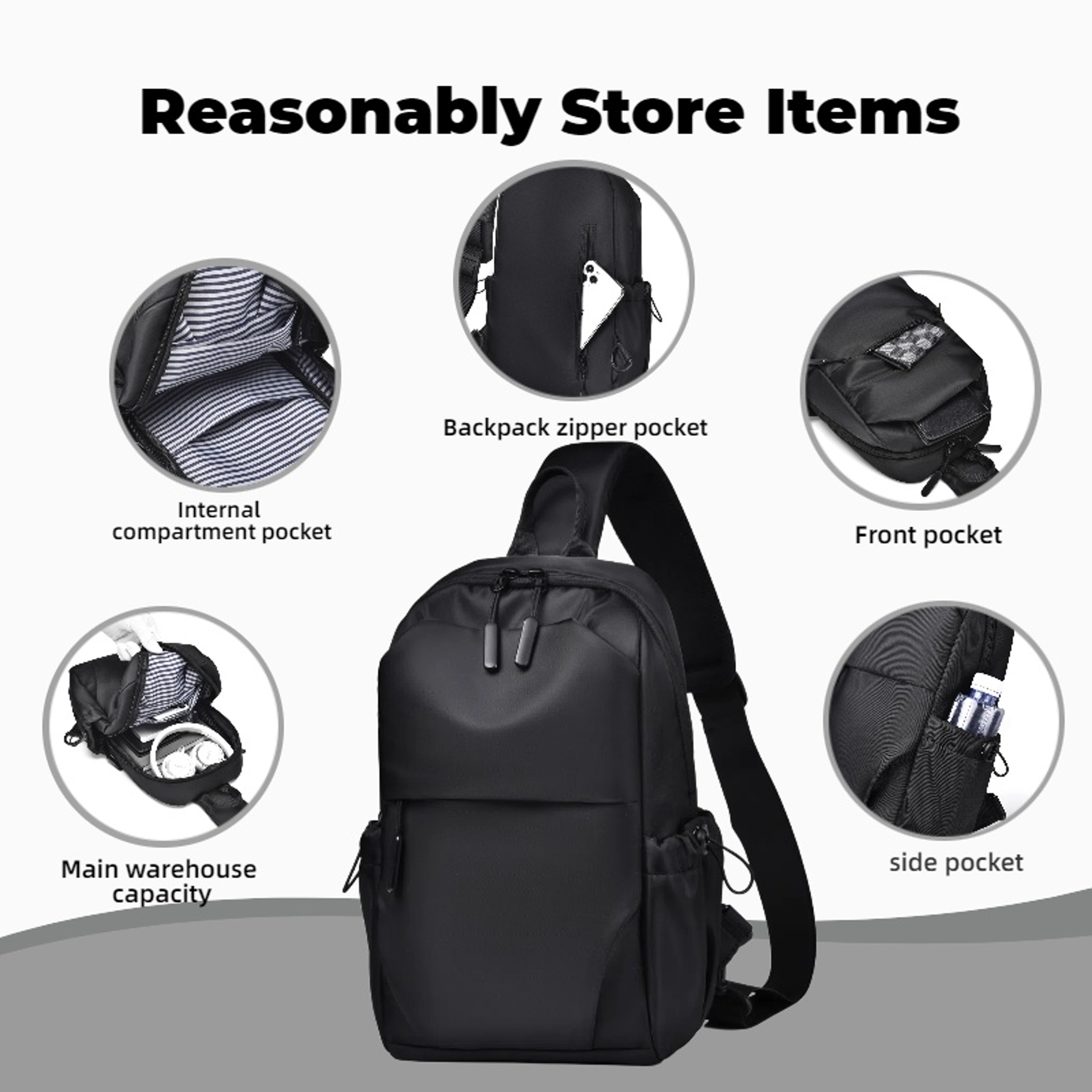 Business Travel Chest Bag For Men Lightweight Crossbody Sling Bag With Adjustable Strap 4