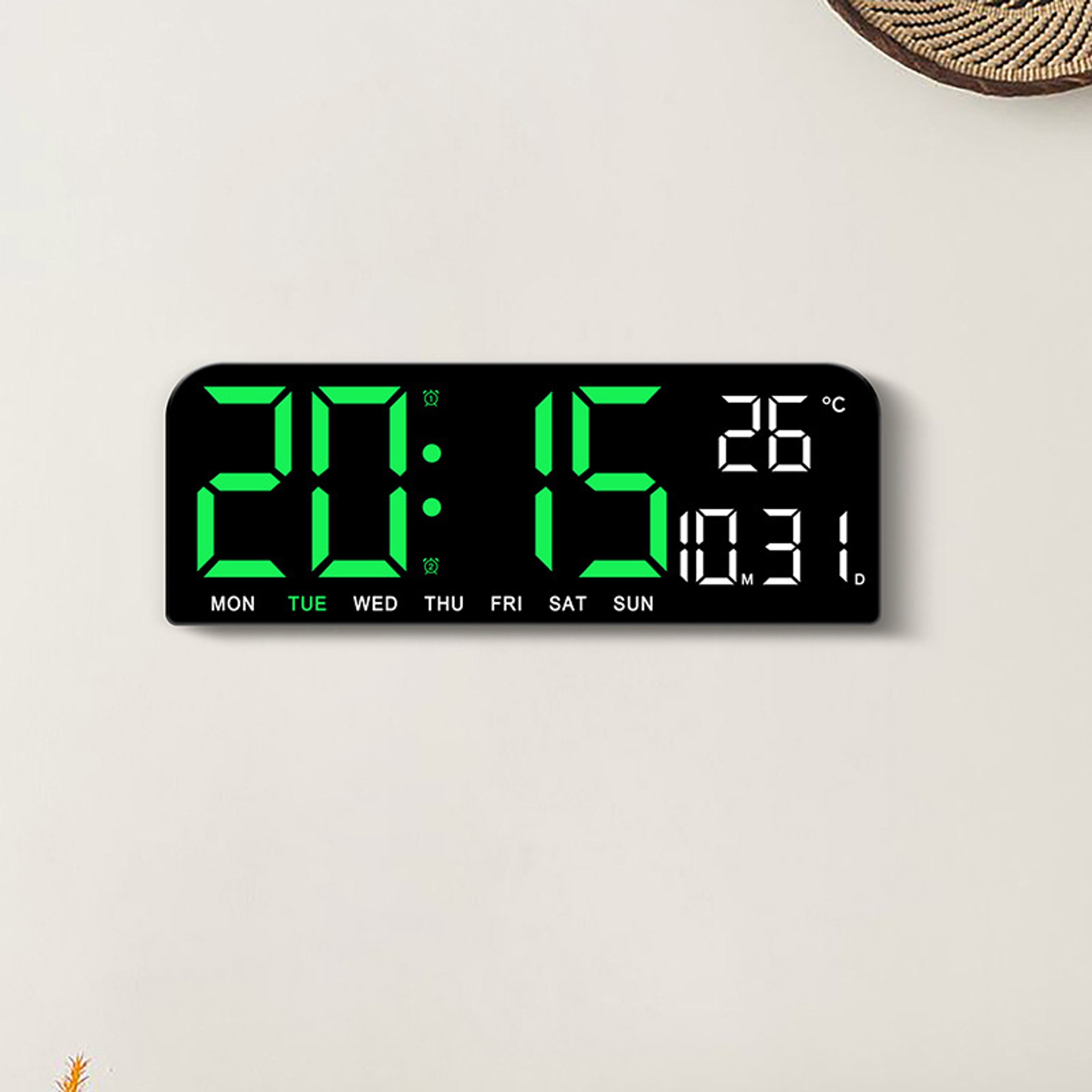 Large LED Digital Wall Clock With Temperature Display Dual Alarm Countdown Timer And Adjustable Bri 7