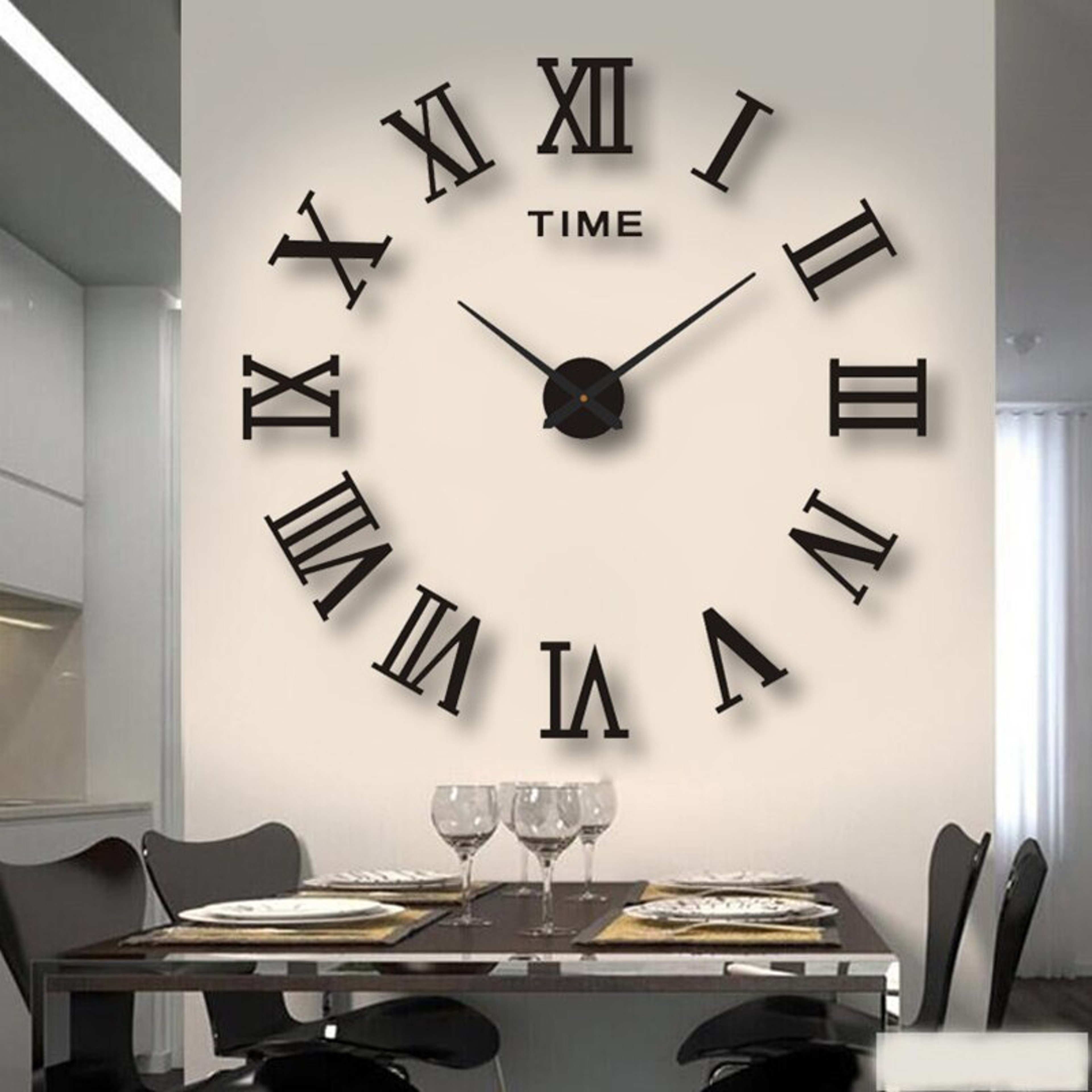 Modern DIY Wall Clock Large 3D Wall Clock Acrylic Roman Numeral Mirror Wall Decor 0