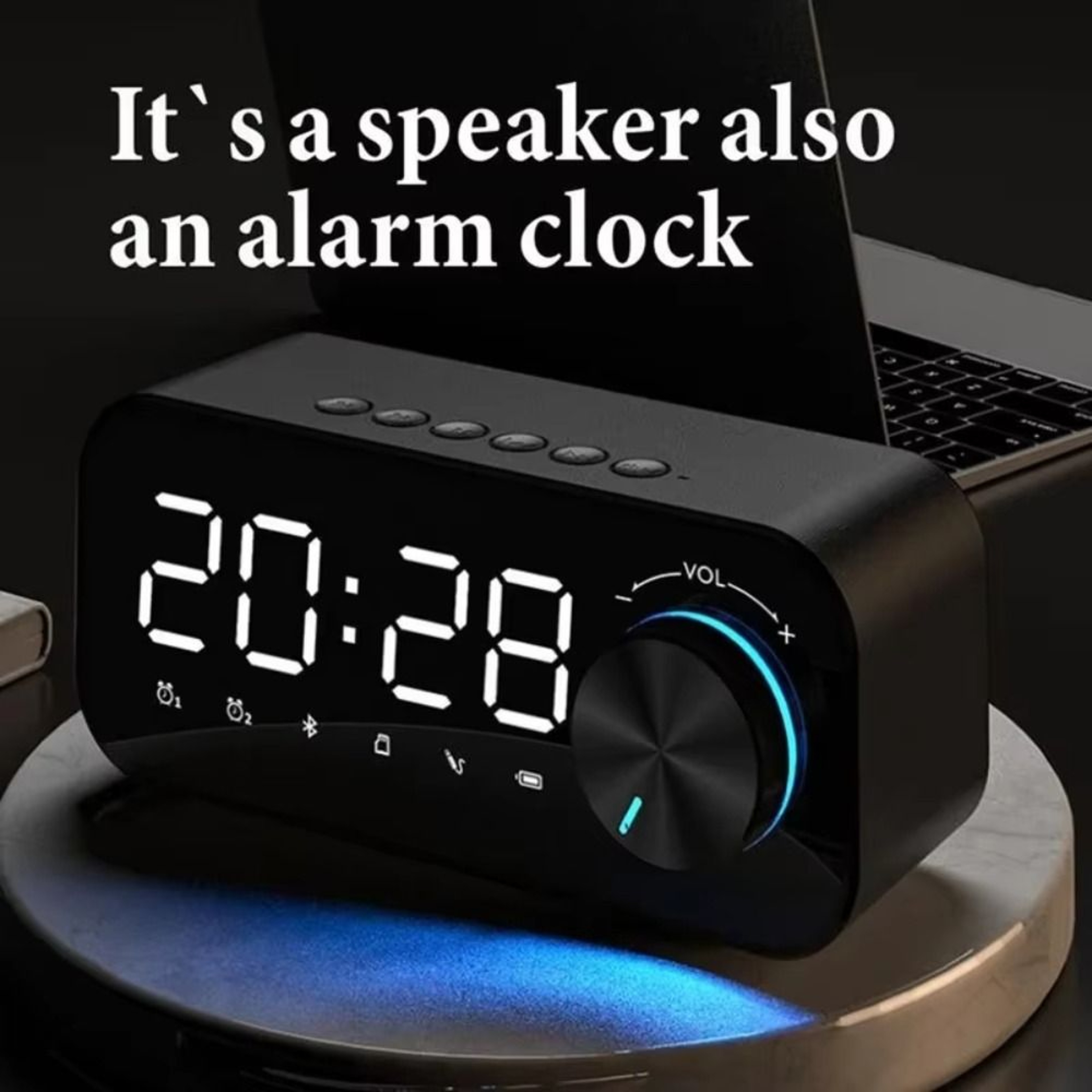 Bluetooth Speaker Alarm Clock With LED Display Mini Bluetooth Speaker Wireless Bedside Clock 3