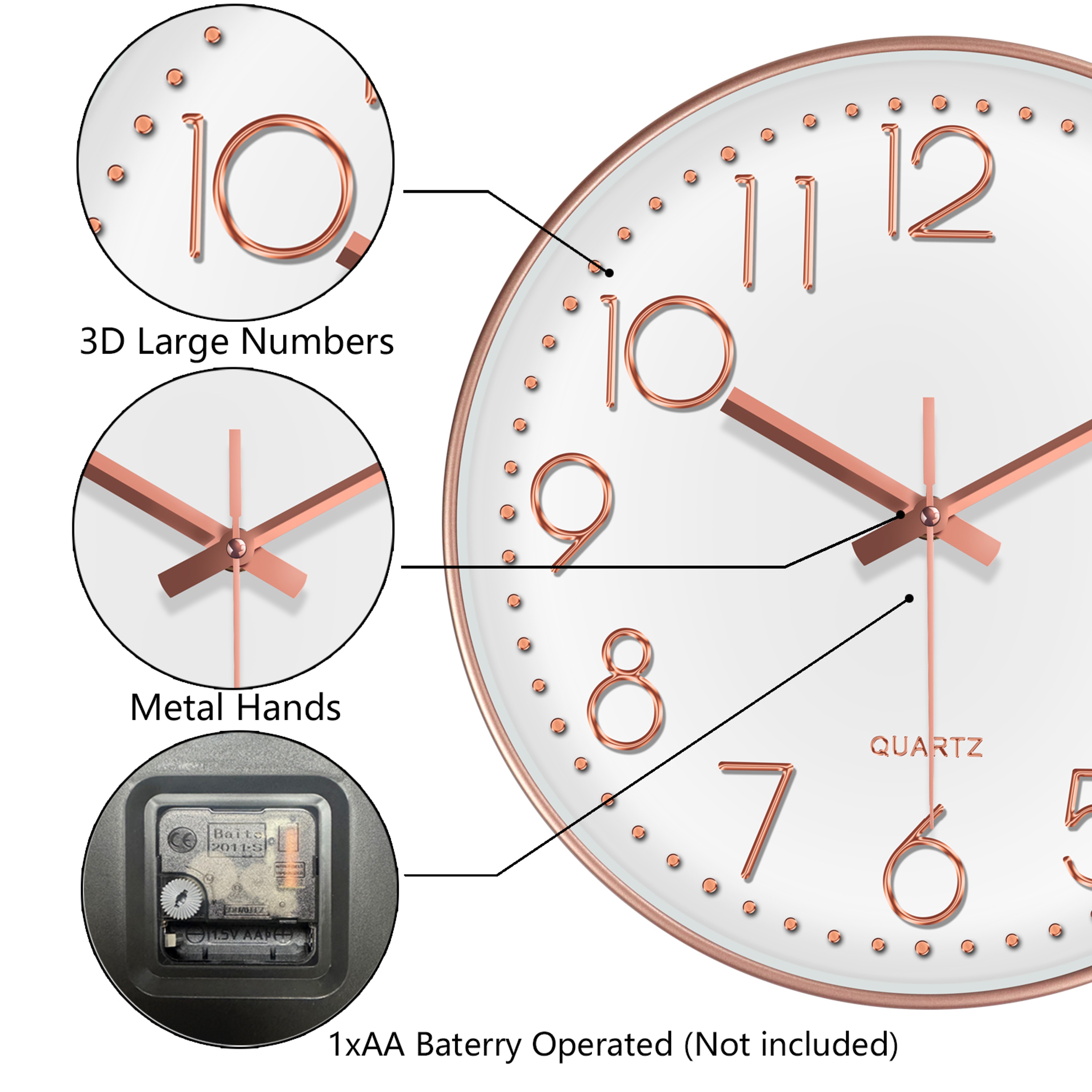 Modern Silent Wall Clock Minimalist Quartz Wall Clock For Living Room Bedroom Office Decor 9
