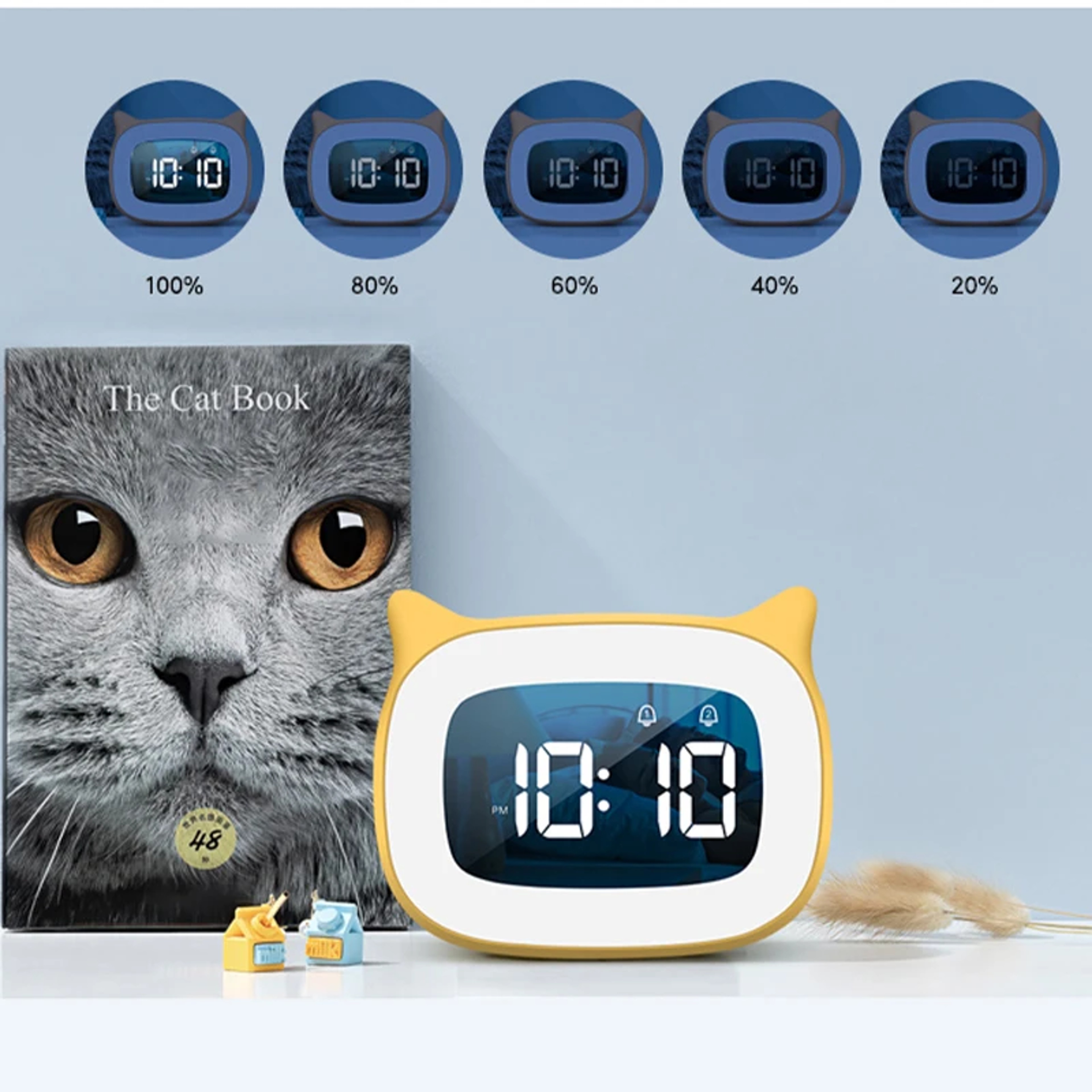 Cute LED Alarm Clock With Night Light Voice Control USB Rechargeable Digital Clock For Kids Bedroom 3